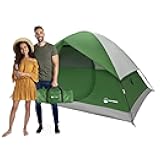 4 Person Camping Tent with Rainfly and Carrying Bag - Easy Pop Up Family Tents for Camping Essentials, Beach, Hiking, Backpacking, Mountaineering and Camp Travel