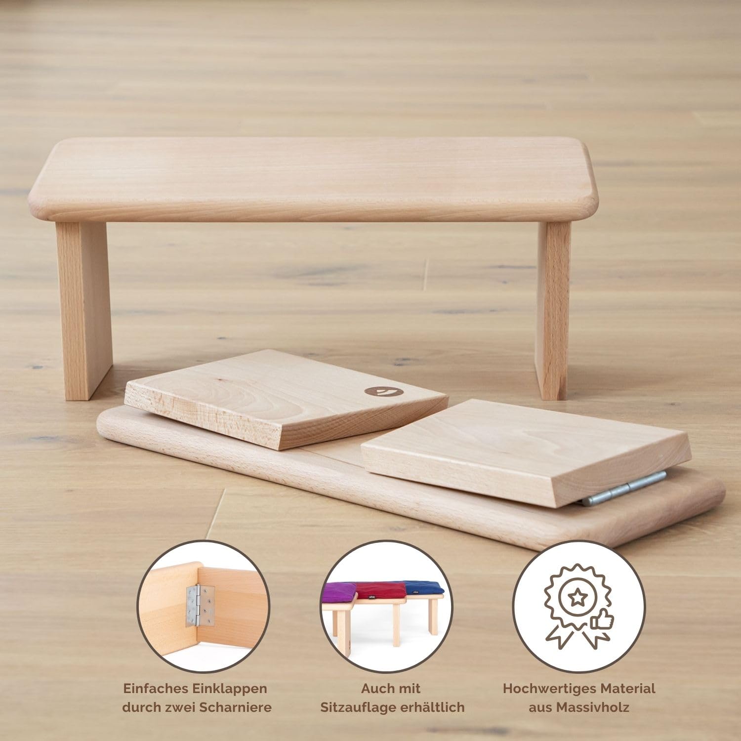 Bodhi Meditationsbank Klappbar | Yoga Hocker aus Holz | Kniesitz Medibank für eine Tiefe Meditation | Ergonomische Yoga Bank | Tragbarer Meditationshocker | Yoga Zubehör zum Knien | Lhasa