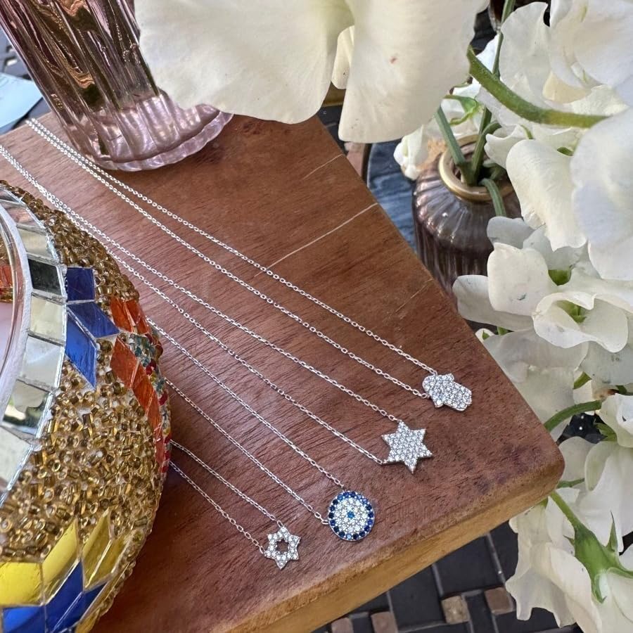 Rose Gold Sparkling Star of David Necklace for Women, 3/8" Pave Magen David Pendant with Cubic Zirconia, Adjustable 16"-18" Chain, Bat Mitzvah & Hanukkah Gift - Image 4