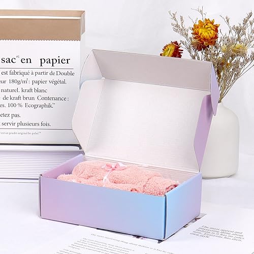 Miniatura 3 de Paquete de 50 cajas de envío pequeñas de cartón corrugado para embalaje de pequeñas empresas, 6 x 4 x 2 pulgadas, cajas de regalo con gradientes