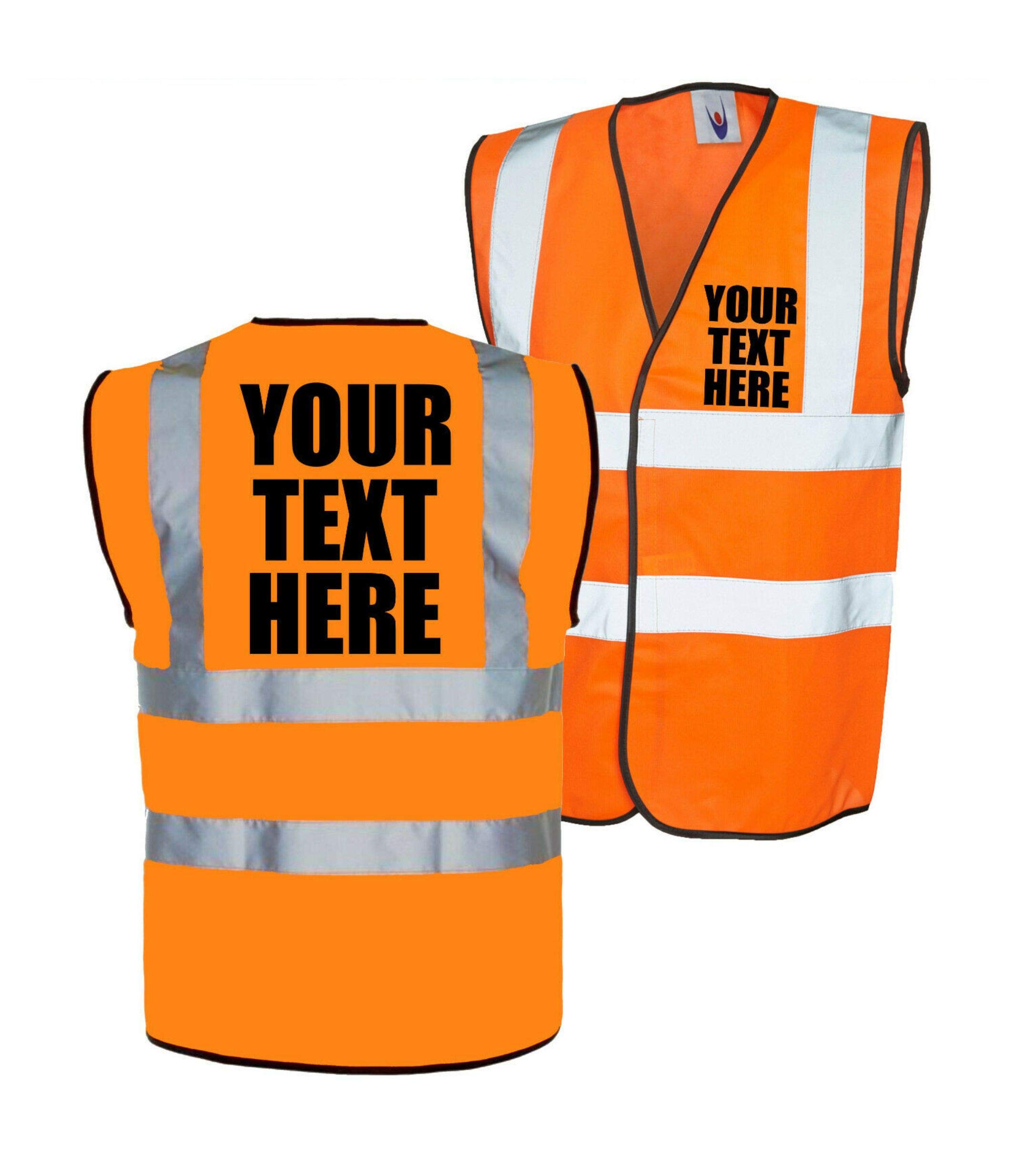 Personalised Hi Vis Vest Custom Printed Hi Viz Vest High Waistcoat Visibility Safety Unisex Adults Vest