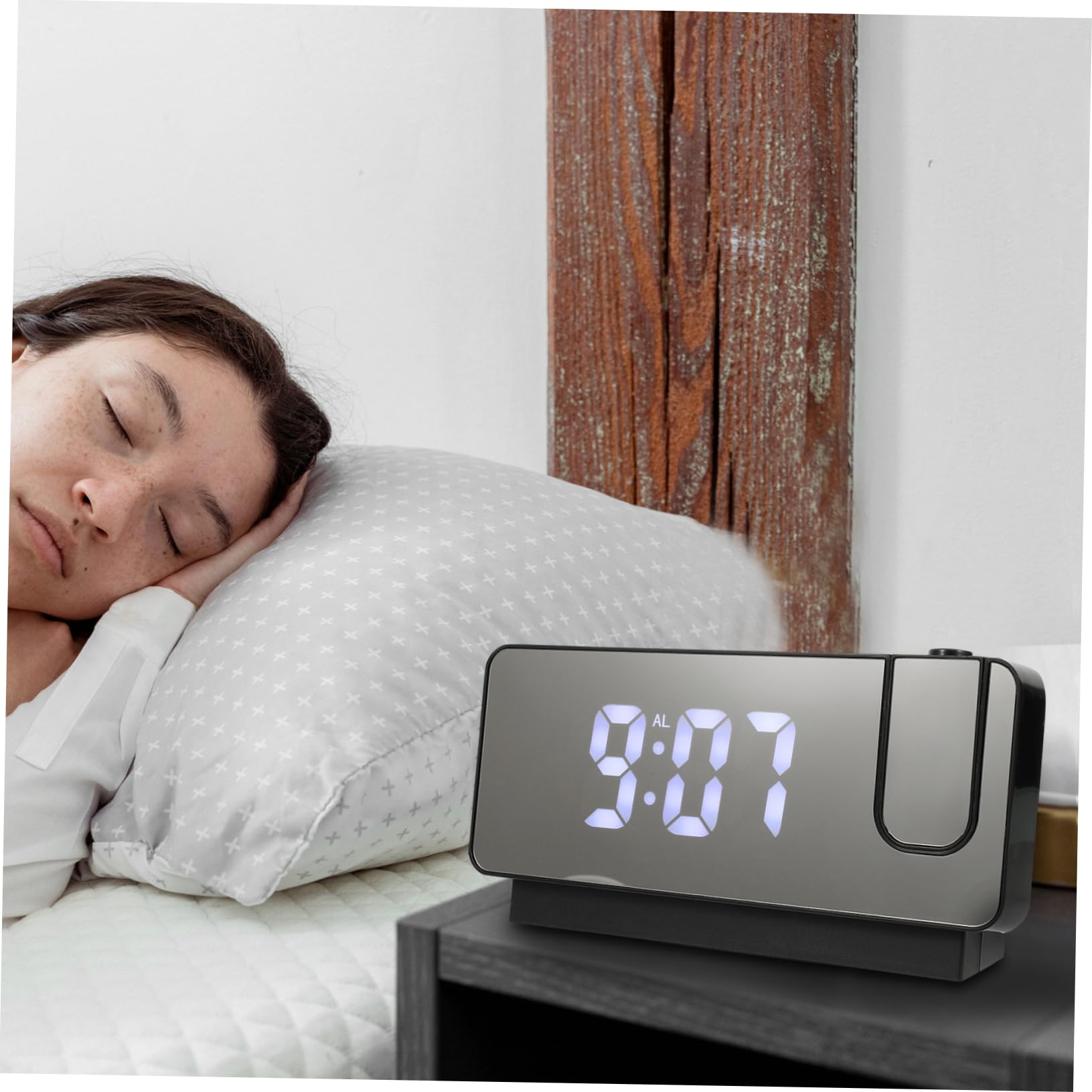 Elektronischer Projektionswecker LED Großanzeige, USB, Schwarz