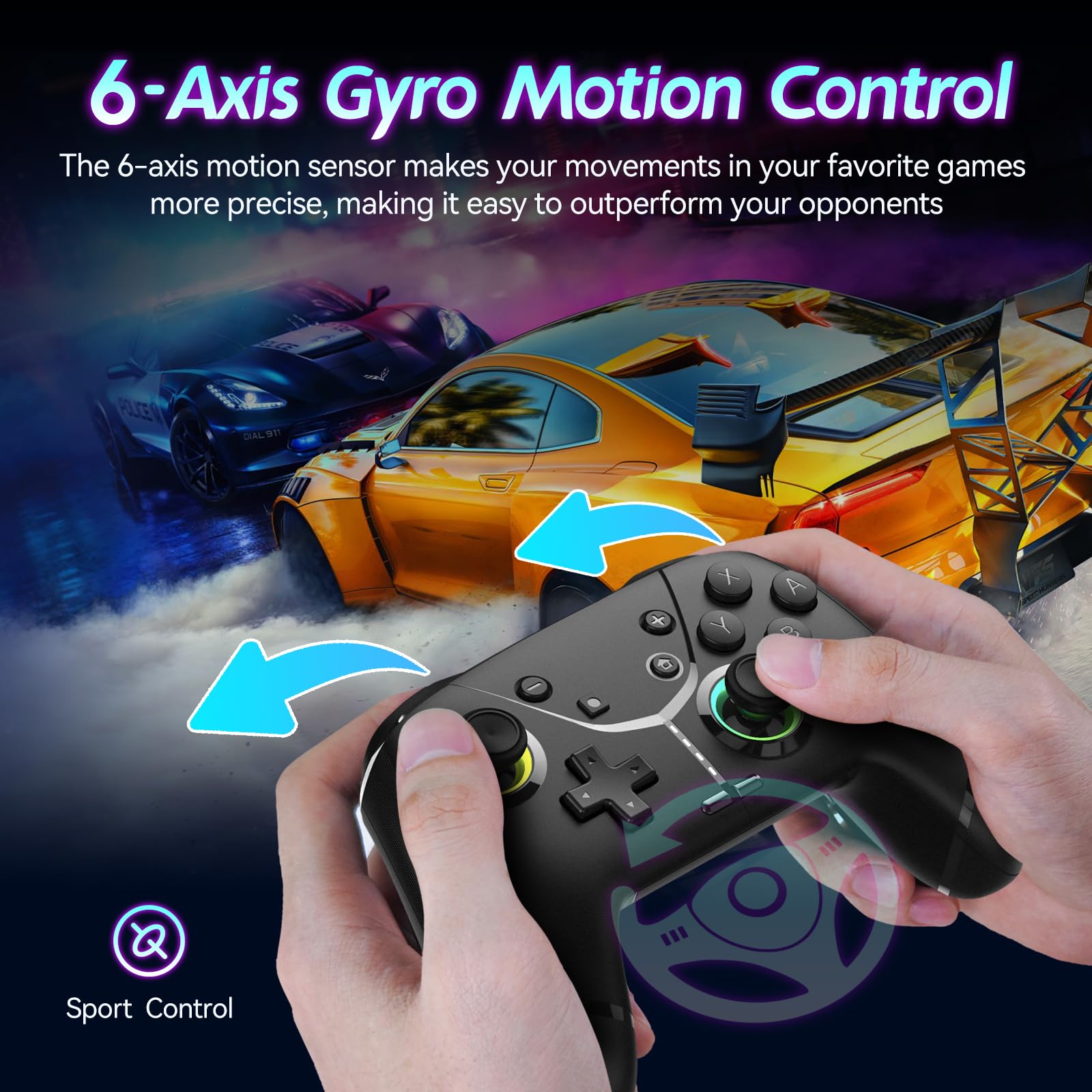 Ligame Controlador de interruptor, controlador inalámbrico Pro para Switch/Lite/OLED/iPhone/Mac/iPad/iOS/Android/teléfono/PC/Steam/TV, controladores Bluetooth con programación/4 vibraciones
