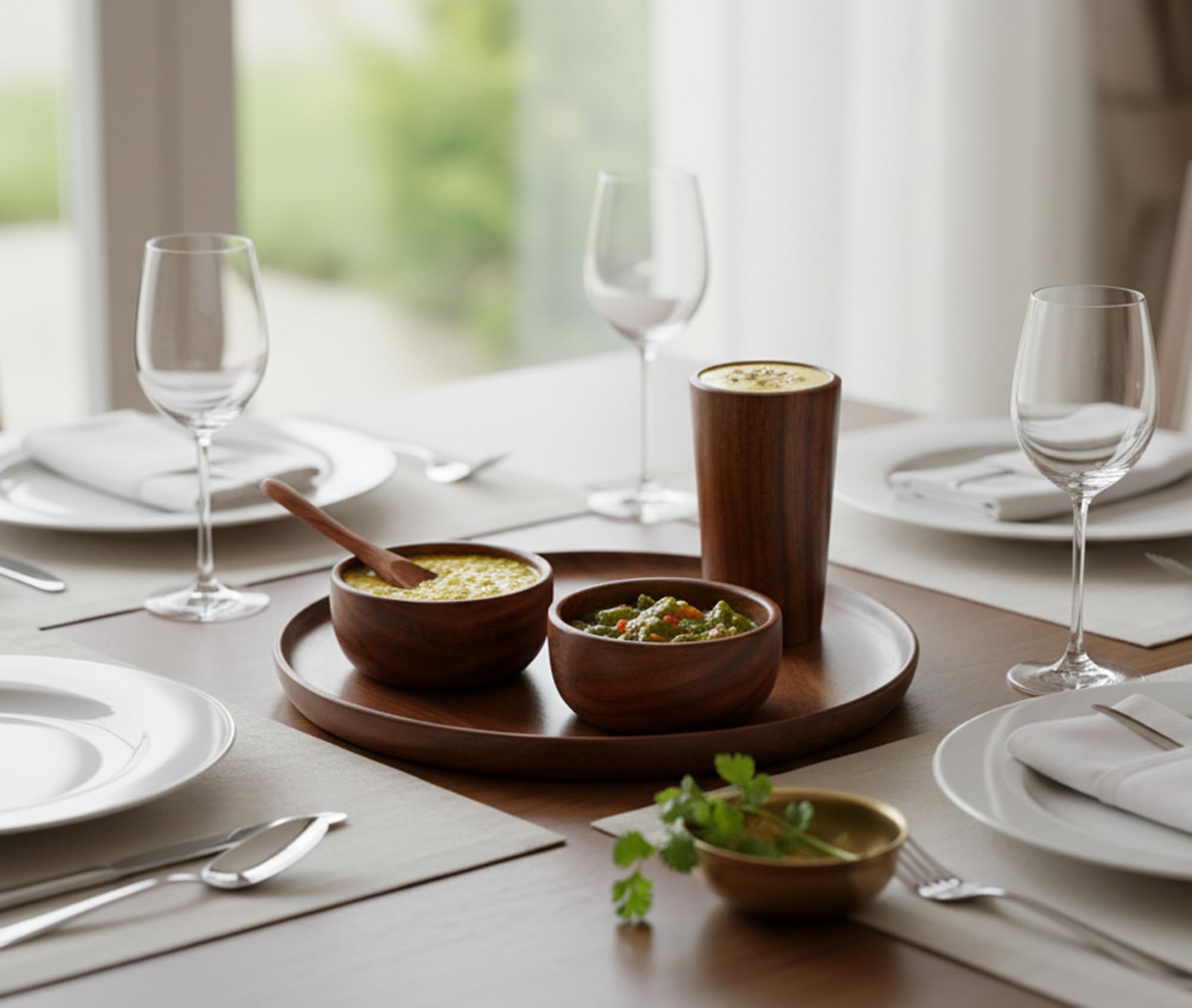 Buy KLEO Wooden Solid Dinner Set Decorative Plates Dinner Thali