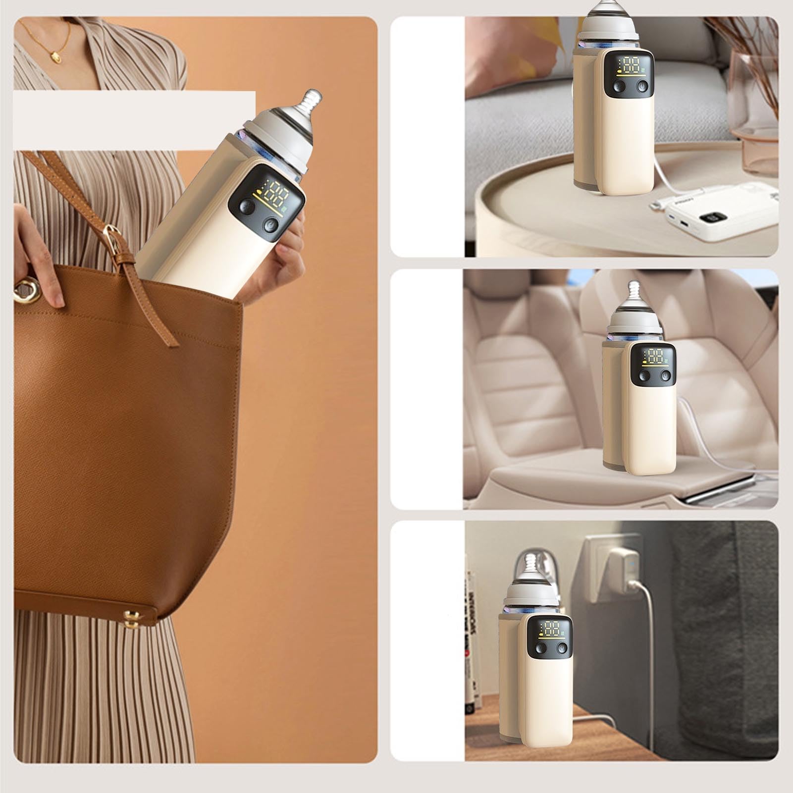 Baby Bottle più Caldo, a Temperatura Costante Intelligente USB Cordless Baby Milk più Caldo con Riscaldamento Elettrico per Display Digitale, 4000 MAh per Casa All'aperto