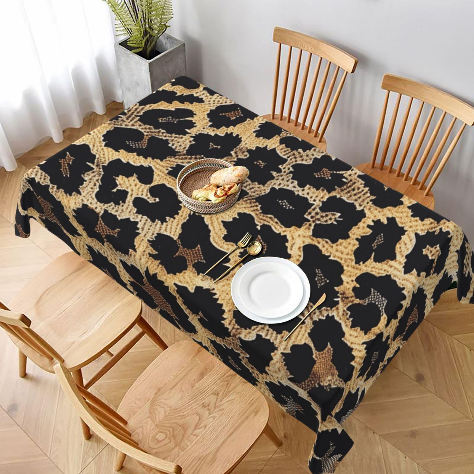 WPKJU Leopard Print Print Printed Tablecloth 60x90 in Water Resistant Table Cover Washable Rectangle Table Cloth for Dining Tables