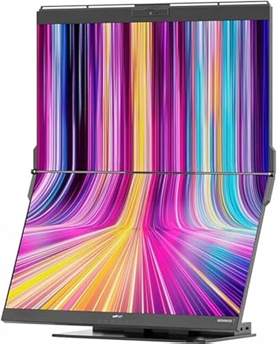 Miniatura 3 de Geminos T - Monitor de computadora apilado dual (2 x 24 pulgadas) con estación de trabajo todo incluido, pantalla táctil de carga USB-C de 65 W,