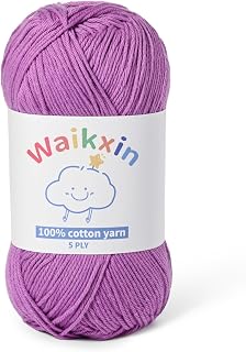 100% Cotton Yarn for Crocheting,Baby Yarn for Crocheting Soft,5 Ply Milk Cotton Yarn,Sport Weight Cotton Yarn #2,3.52oz/262.4yds Amigurumi Yarn for Puzzle,Clothes&DIY Crafts.(Deep Purple)