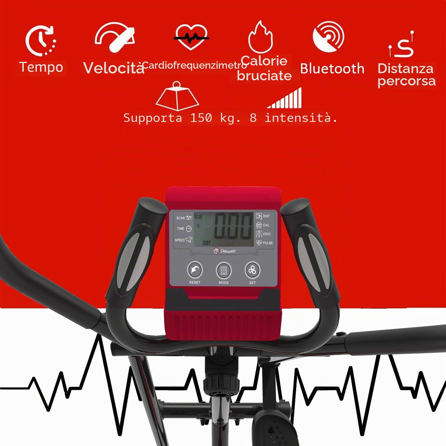 Bicicletta ellittica - 8 diverse intensità - Connessione App Kinomap - Telaio rinforzato Supporta fino a 150 kg - Sport a casa