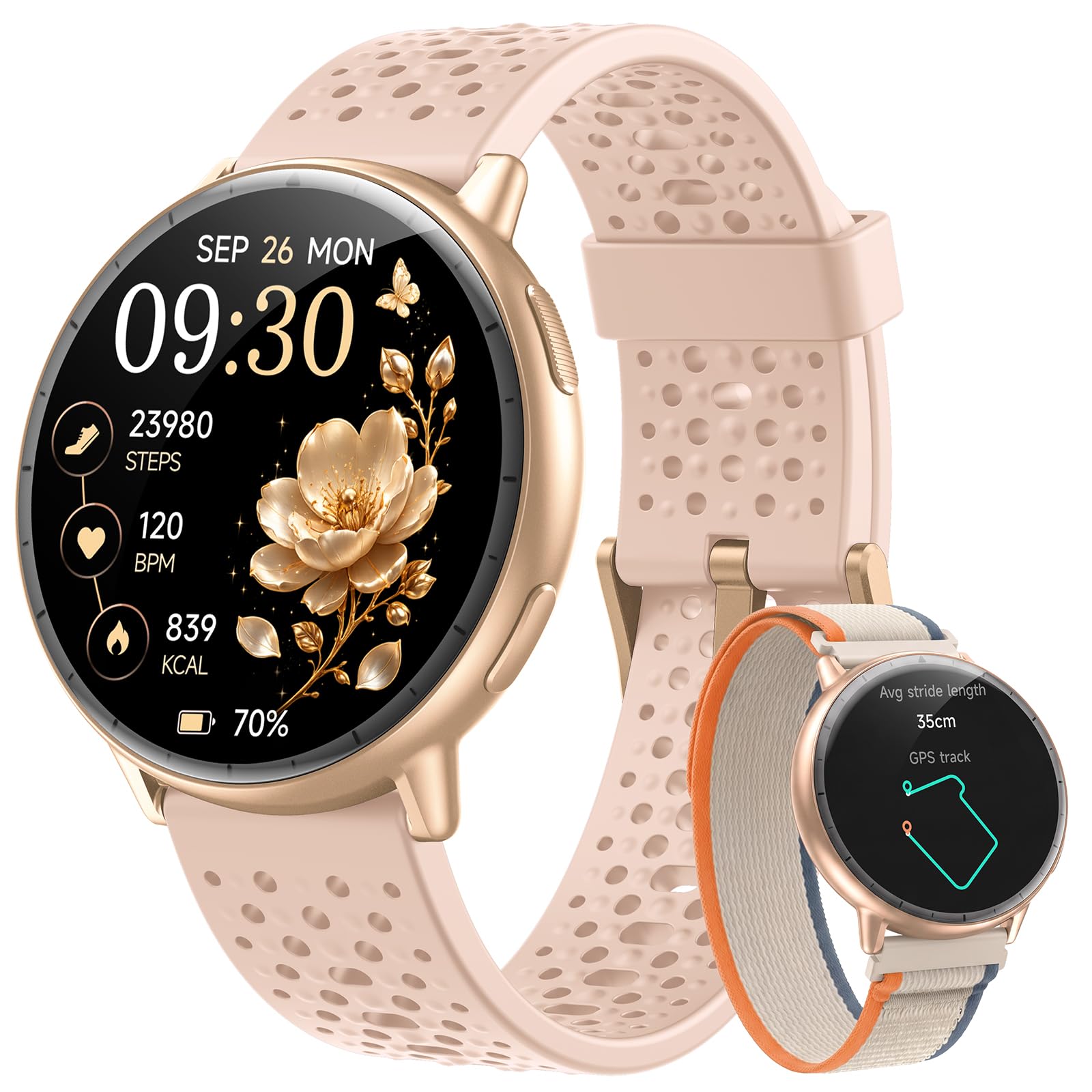 Smart Watch for Women,GPS Built-in,1.3" Ultra-bright AMOLED Display,SOS