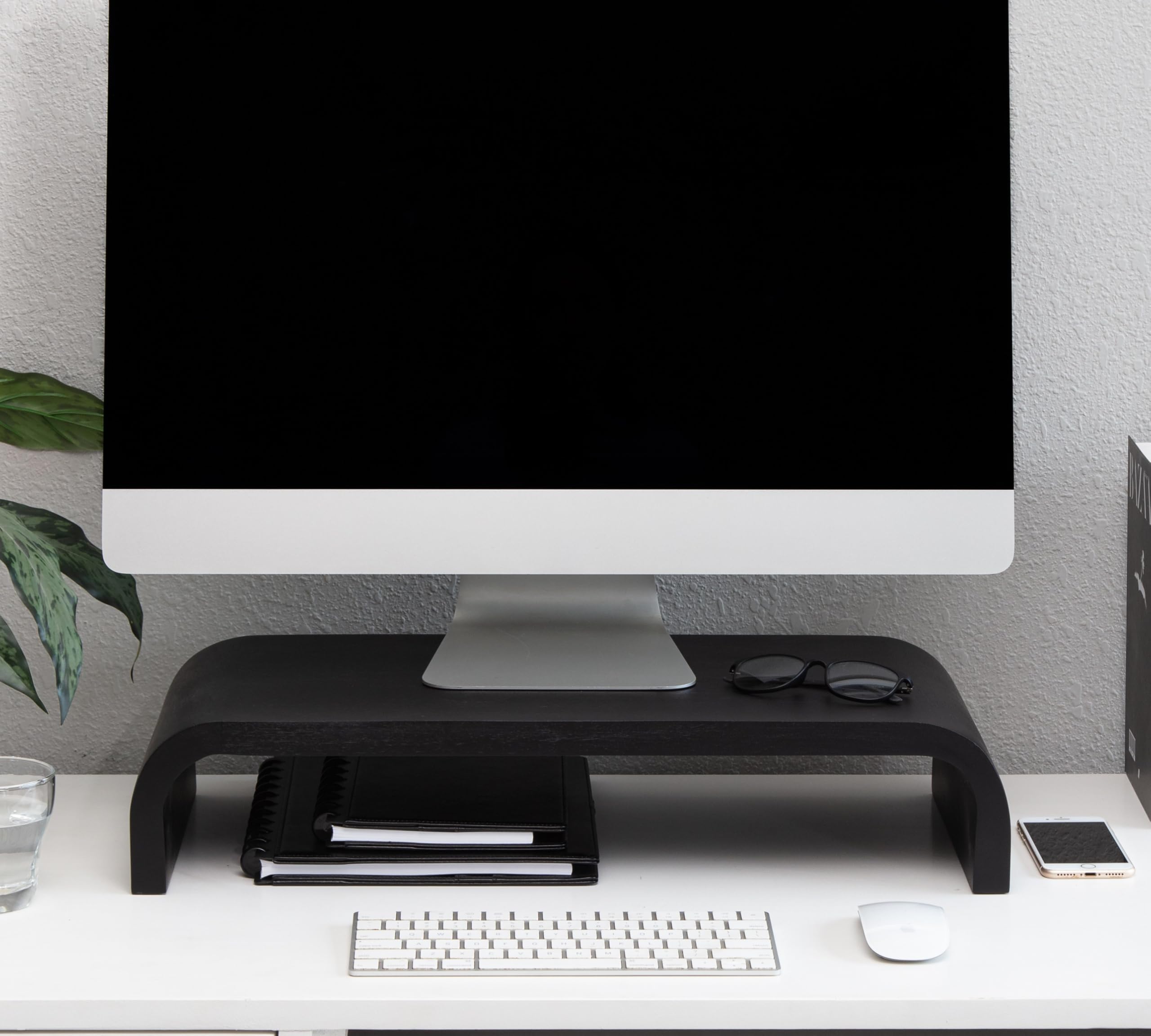 Anji Mountain Wood Monitor Stand Riser Desk Desktop Organizer Table for Home, Office Workspace, Laptop Riser, Ergonomic Design Stand for Gaming Setup,