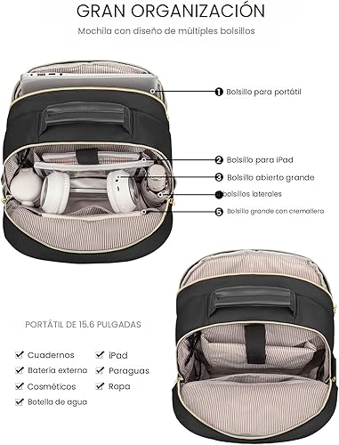 Miniatura 3 de LOVEVOOK Mochila acolchada para laptop con estilo para mujer bolsa de trabajo para computadora bolsa de libros Impresión de leopardo Mochilas de