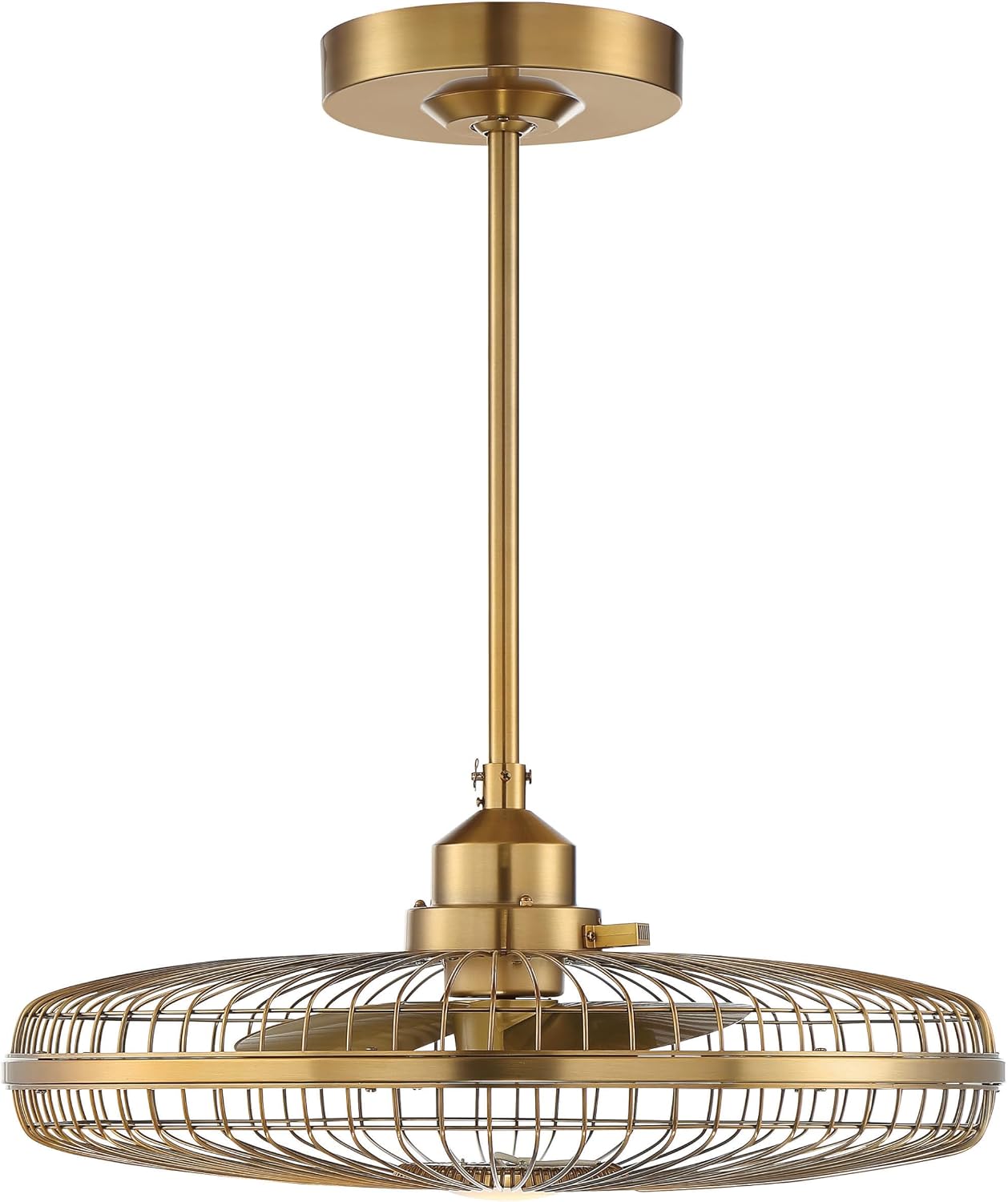 Savoy House 29-FD-122-322 Wetherby Industrial Caged Fandelier Ceiling Fan with Remote, Integrated LED 1-Light 12.5 Watt, 16" H x 26" W, Warm Brass