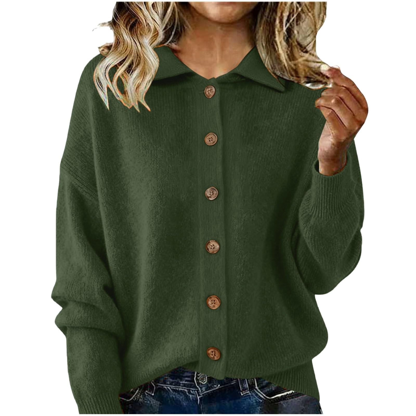 Cozy Cashmere Cardigan Sweaters for Women Lapel Collar Button Up Knit Classic Causal Cardigans Warm Fall Clothes 2025
