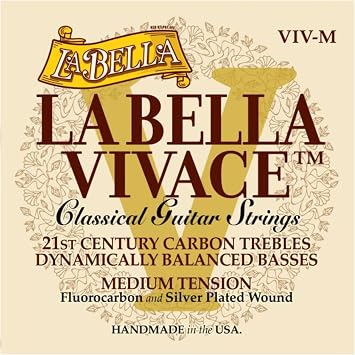 La Bella VIV-M Vivace Fluorocarbon Silver-Plated wound- Medium Tension Classical Guitar String