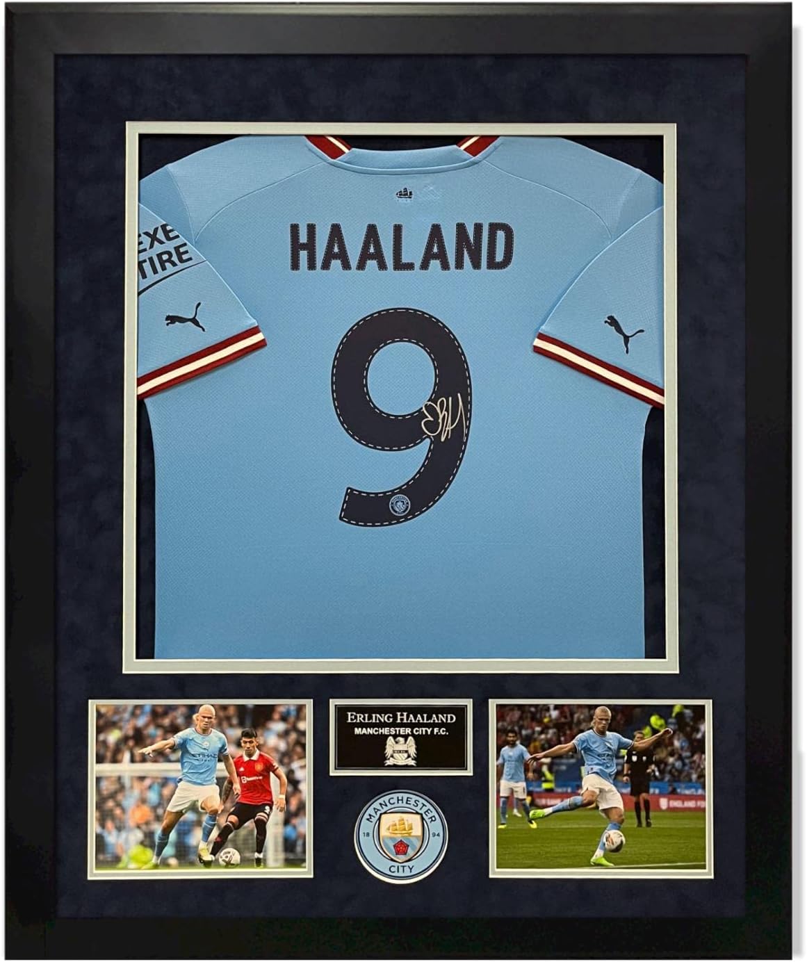 Erling Haaland Signed Autographed Manchester Jersey Custom Framed to