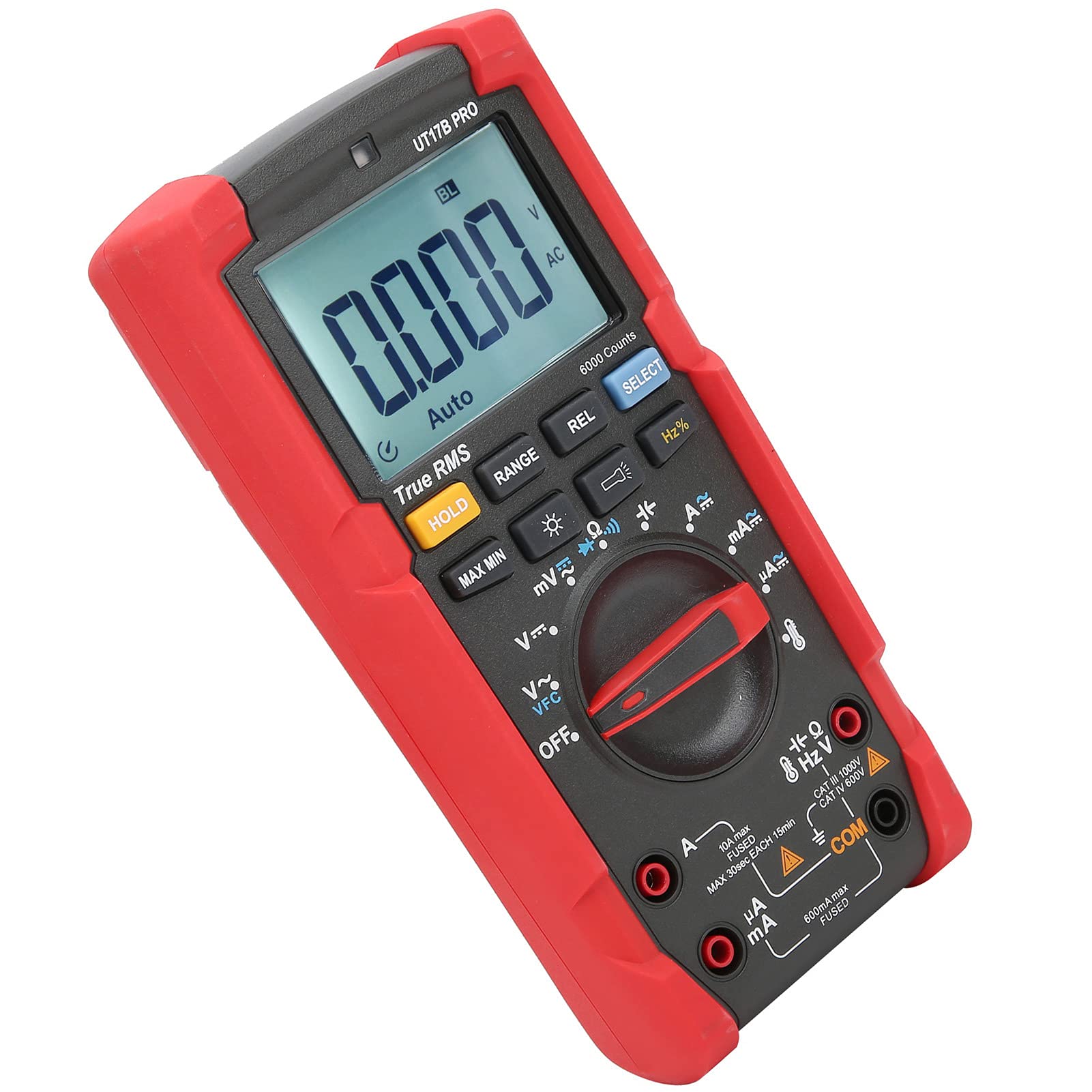 Cocoarm Multimetr Cyfrowy UT17B PRO, Miernik Napięcia ABS True RMS 6000 zliczeń 1000 V 10 A Tester Temperatury dla Elektryków Naprawa Domu Do Użytku Motoryzacyjnego