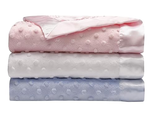 Miniatura 4 de Baby Starters Manta de puntos texturizados con ribete satinado, color blanco, 30 x 40 pulgadas