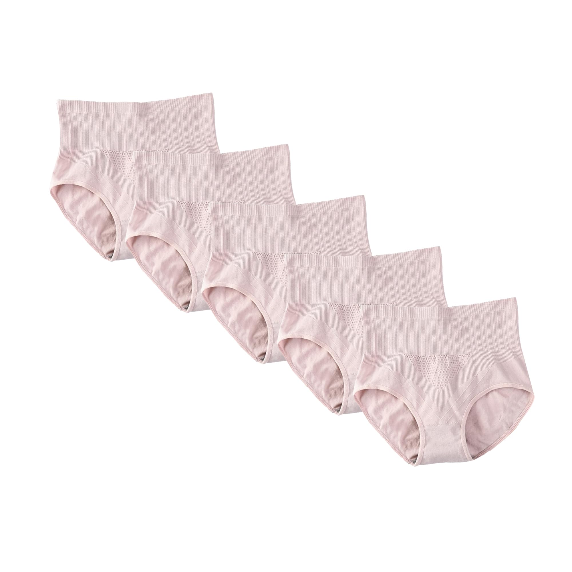 Paquete múltiple de bragas de cintura alta para mujer, ropa interior de recuperación de cesárea, ropa interior suave y elástica (rosa, 5 piezas, M)