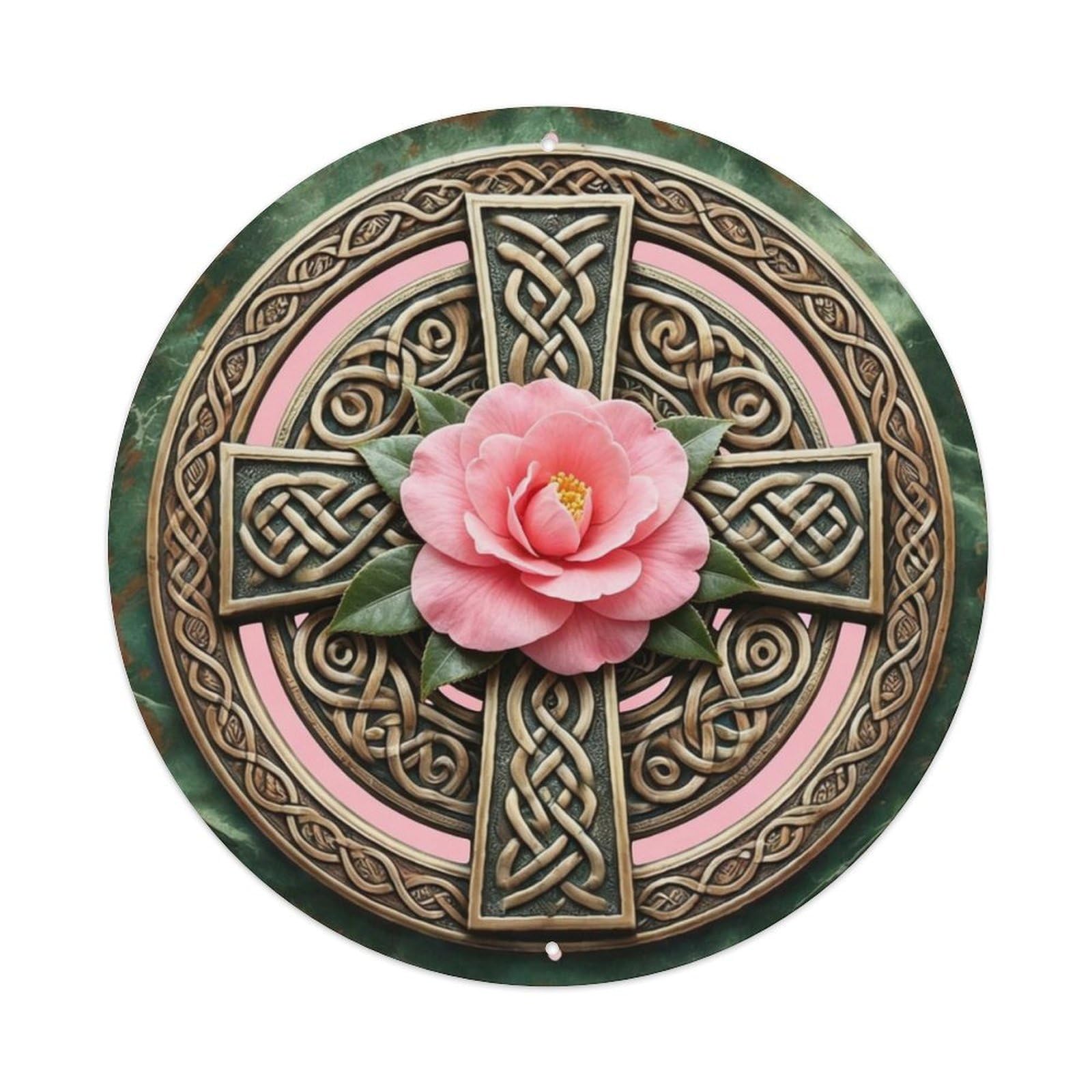 Pink Camellia Flower Cottage Garden Metal Tin Sign Plaque