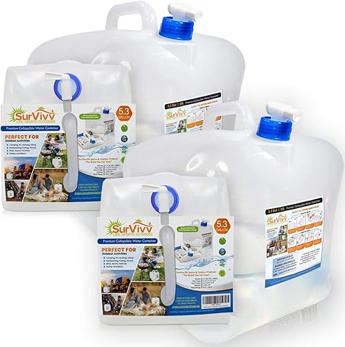 Contenedor de agua plegable con espiga, sin BPA, apto para alimentos, contenedor de almacenamiento de agua para campamento, para senderismo, huracán