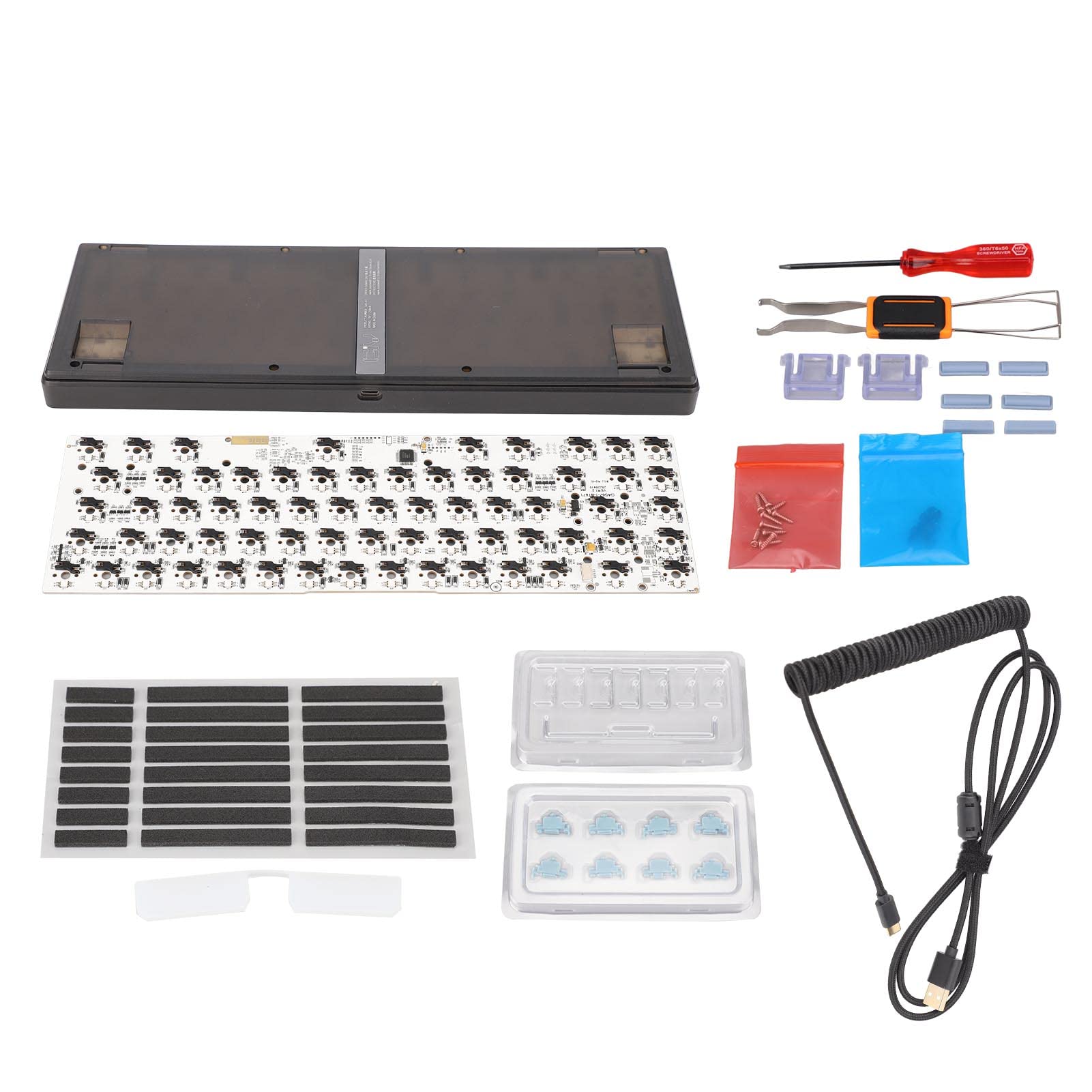 Kit de clavier mécanique DIY 67 touches, clavier de jeu personnalisé avec prise en charge des commutateurs à changement à chaud pour clavier mécanique filaire rétroéclairé RGB 5 br (Noire)
