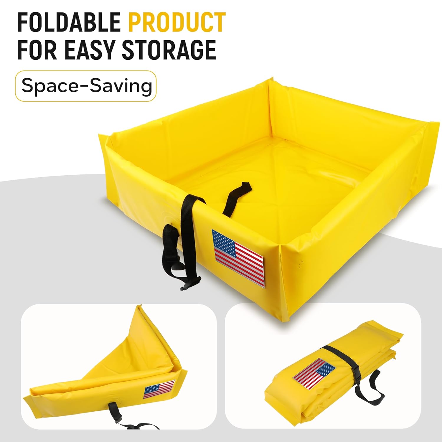 NEWPO Folding Duck Pond,Secondary Containment Berm, Portable Spill Containment,Large Dog Pool,Outdoor Dog Pool,Pet Pool 3'X3'