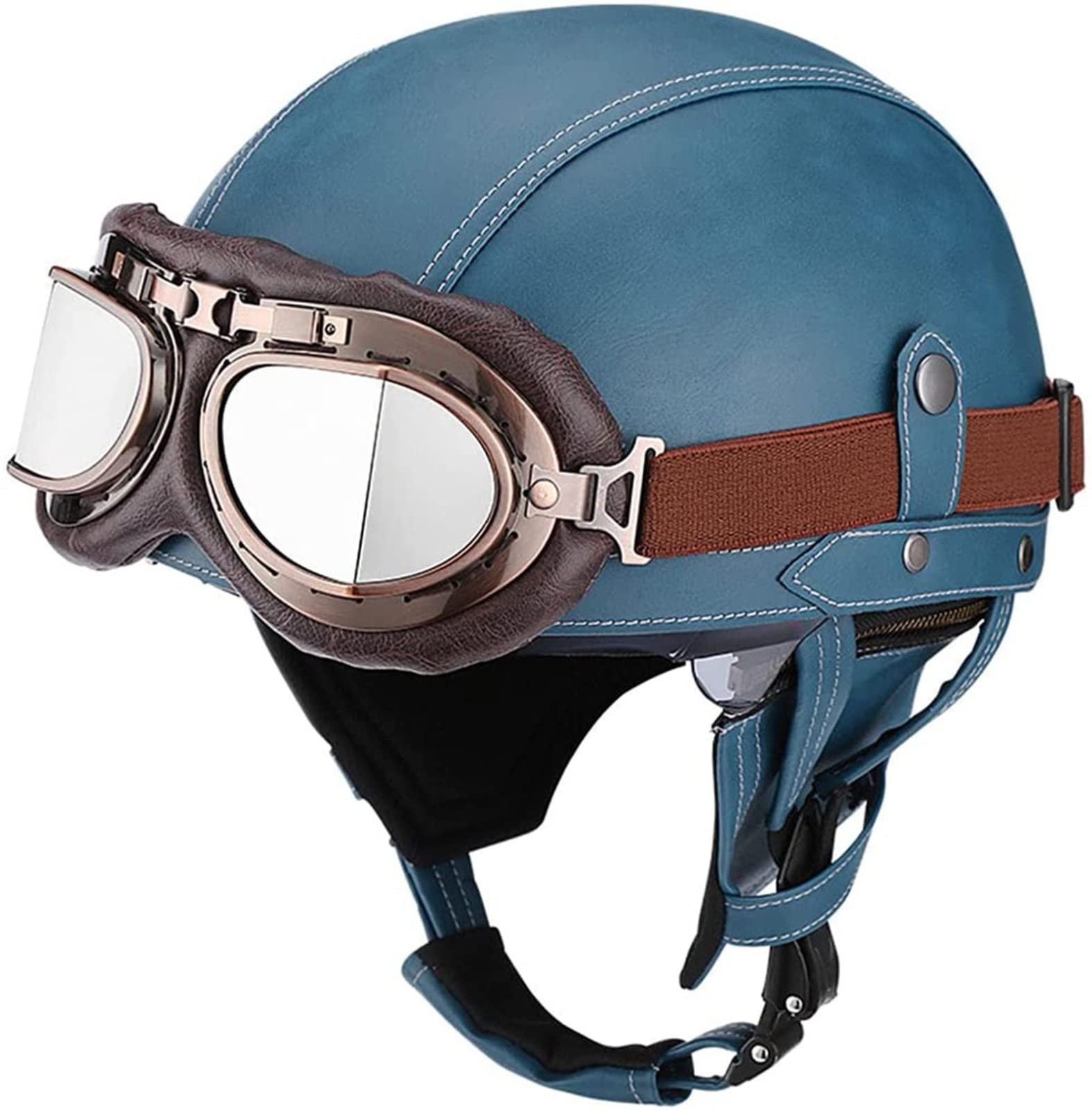 Motorfiets Vintage Half Helm ECE Goedgekeurd Zomer Open Retro Bike Cruiser Scooter Bromfiets Jet Style Volwassen Heren & Dames Helmen (59-66cm