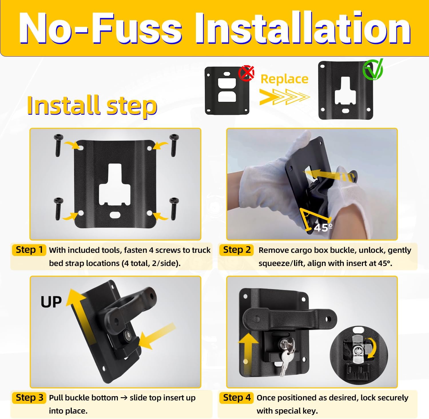 Tie Down Anchors Cleats Bed Compatible with 2015-2025 F150 F250 F350 Box Link Tie Downs with Tie Down Plates Brackets - Image 6