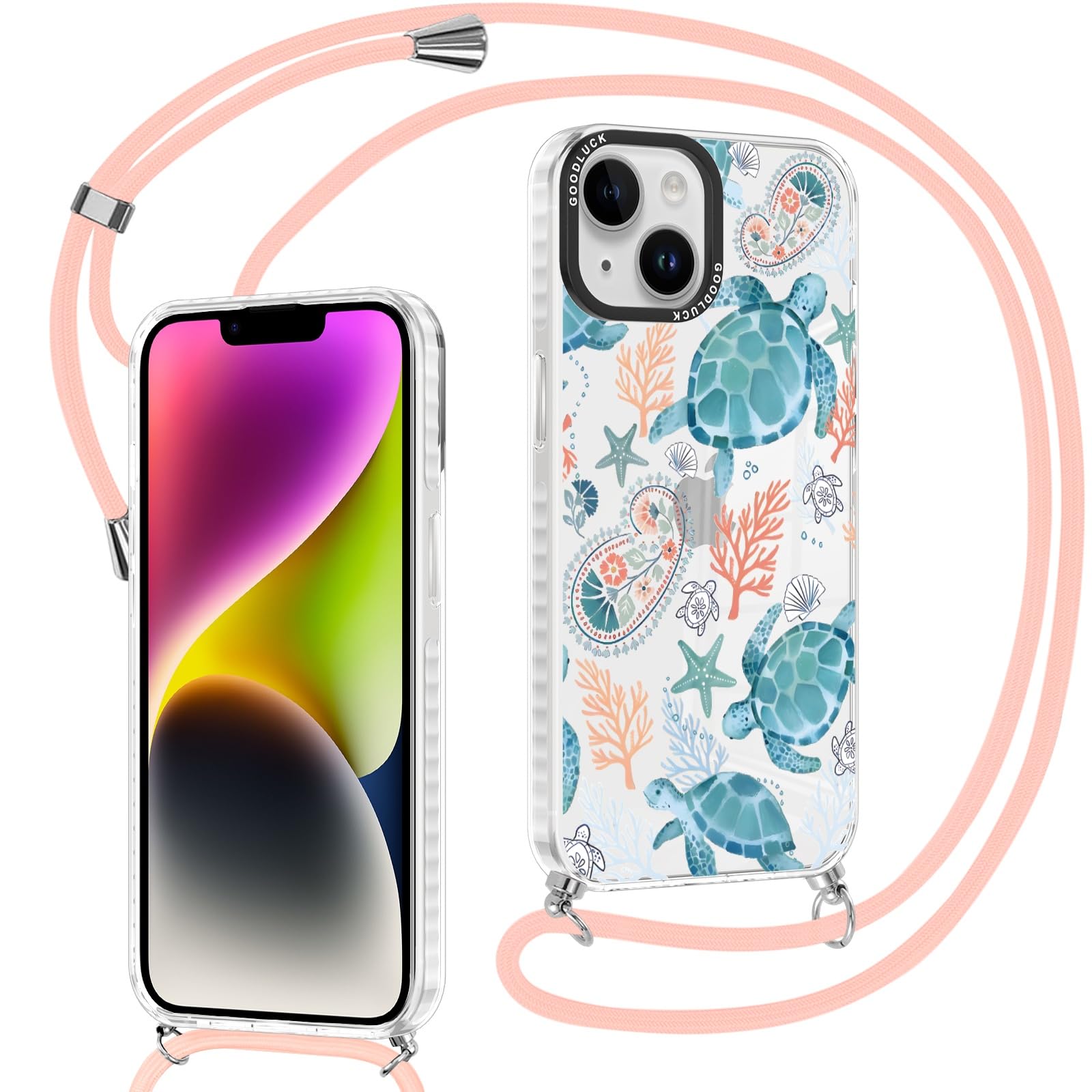 Custodia IPhone 14/13 Con Cordino - Cover Floreale Trasparente Antiurto - Foto 7