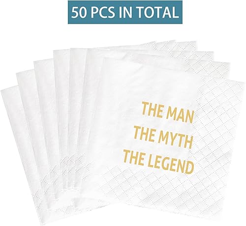 Miniatura 6 de Telón de fondo de cartel de The Man The Myth The Legend y 50 servilletas, decoración de fiesta de cumpleaños del día del padrepapá, suministros de