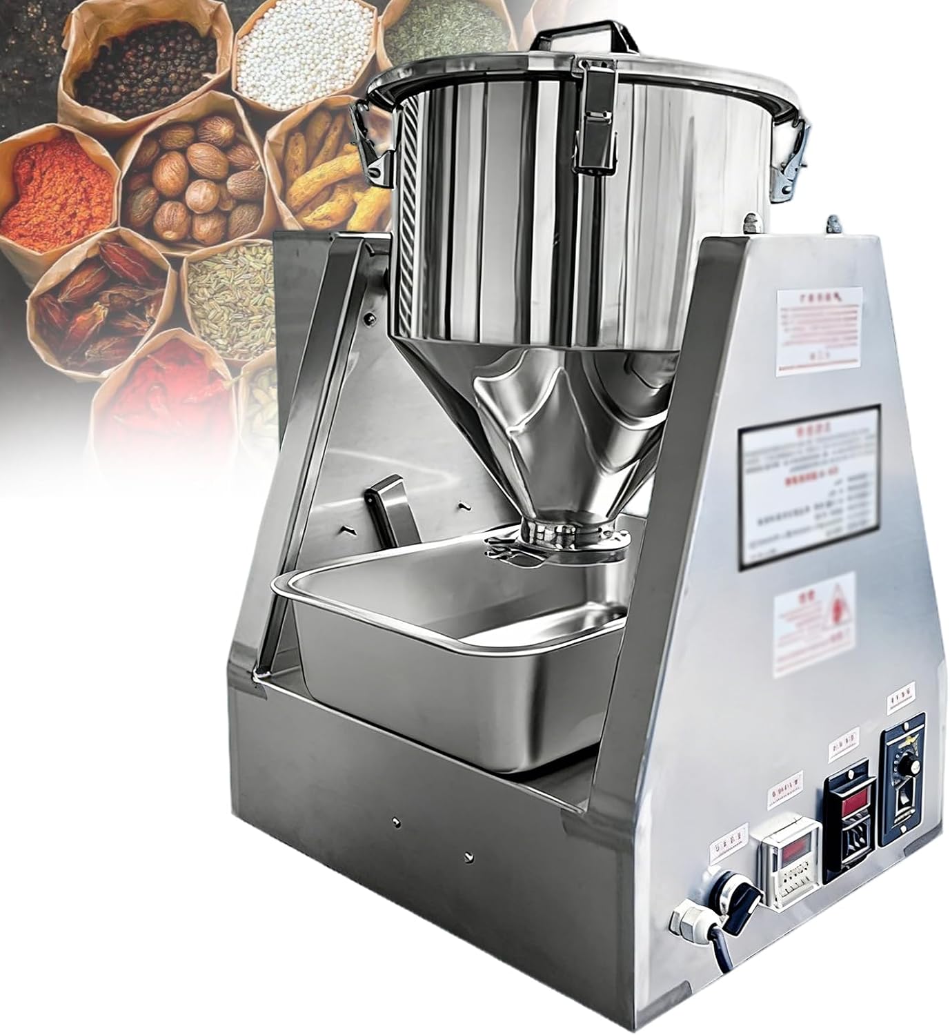 Lab Dry Powder Drum Mixer 304 Stainless Steel, 360° Bidirectional Rotation Particle Blender, 0-33RPM Speed Adjustable Electric Mixing Machine for Food Che-mical Medical Granules 5L