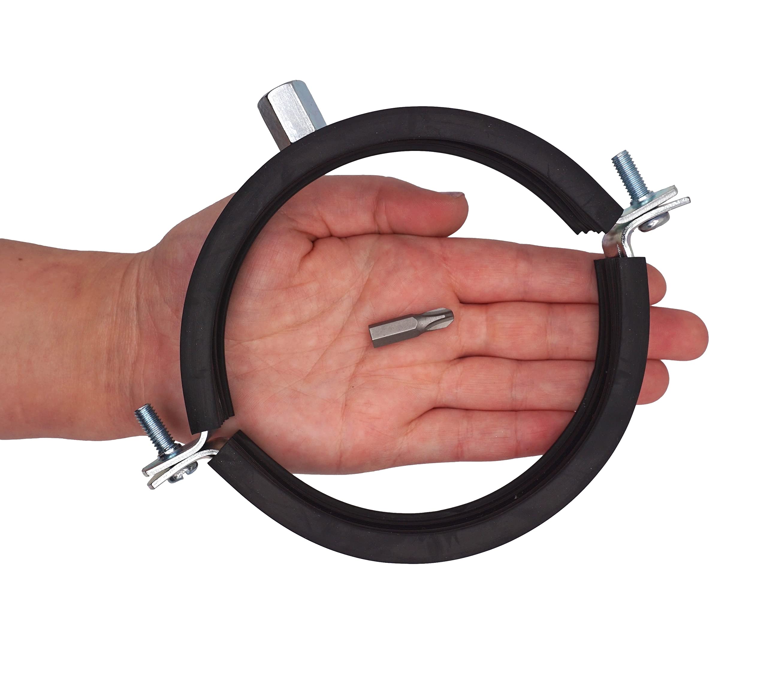 SKIR'CO (2 piezas) Soportes de tubo con revestimiento de goma para tubos de 109-112 mm, abrazaderas de tubo, soportes de tubería para montaje en pared y techo