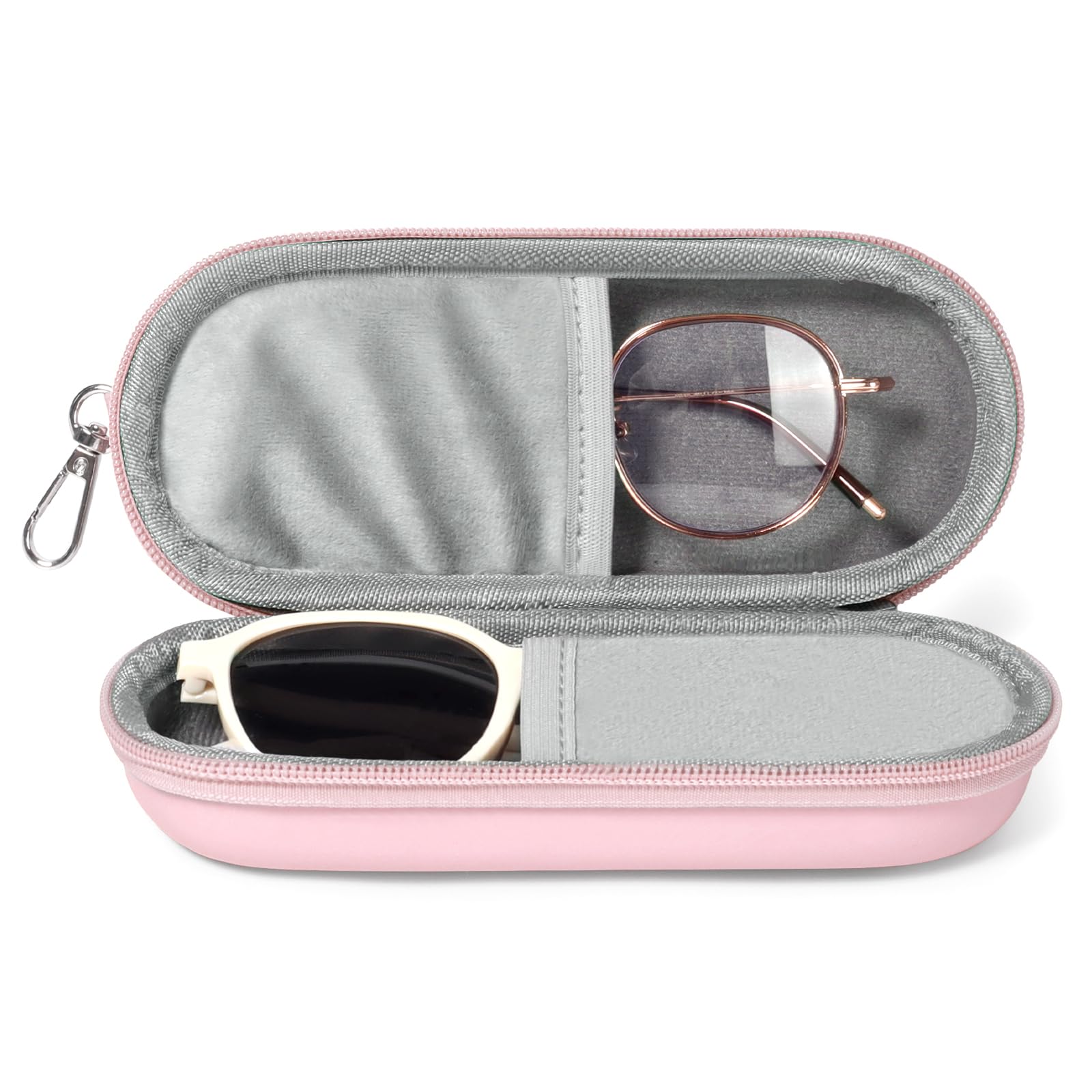 Double Eyeglasses Case, Dual Glasses Sunglasses Organizer with Zipper Closure, Eyewear Storage Box for Men Women Travel-image-34