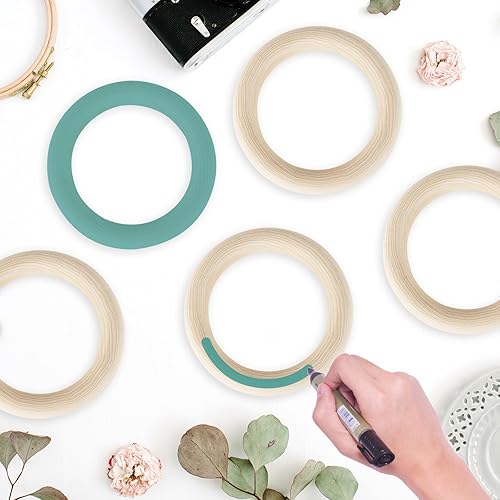 Miniatura 5 de 20 anillos de madera sin terminar de 2.362 in para manualidades, anillos de madera maciza natural para manualidades sin pintura, anillos de madera