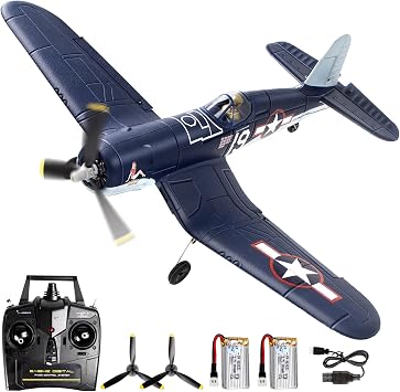 Brushless 4CH RC Plane F4U 500mm Remote Control Airplane,6-axis Gyro RC Airplane,3 Modes & Aerobatics,RTF Fighter with 2 Batteries,2.4GHz Radio Controlled for Adults&Beginners