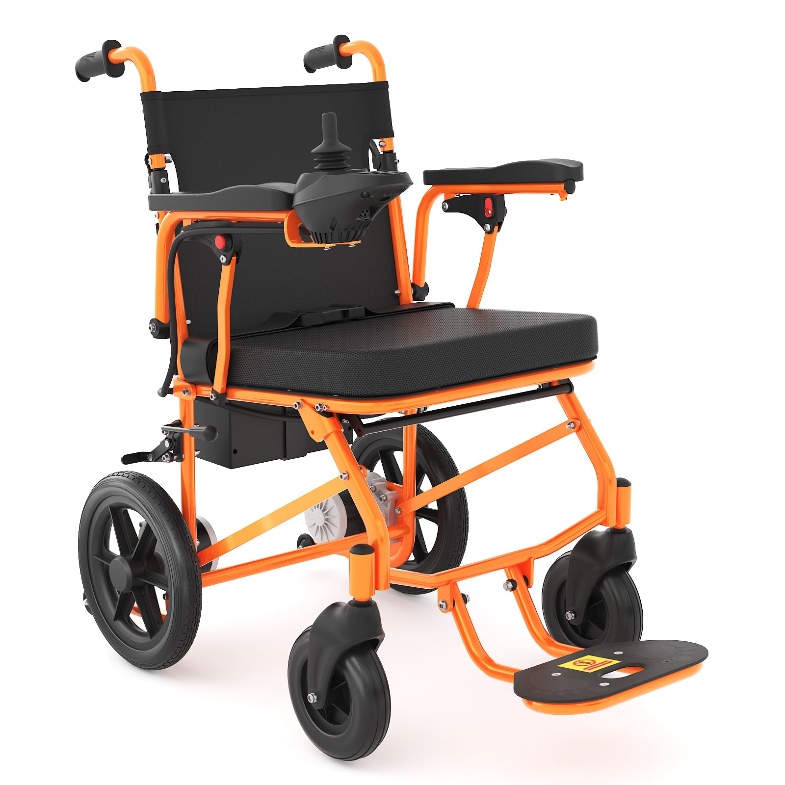 Lightweight Electric Wheelchair for Adults,Motorized Wheelchair Power Portable Wheelchair,12mi,500W Motor Airline Approved Bright Orange