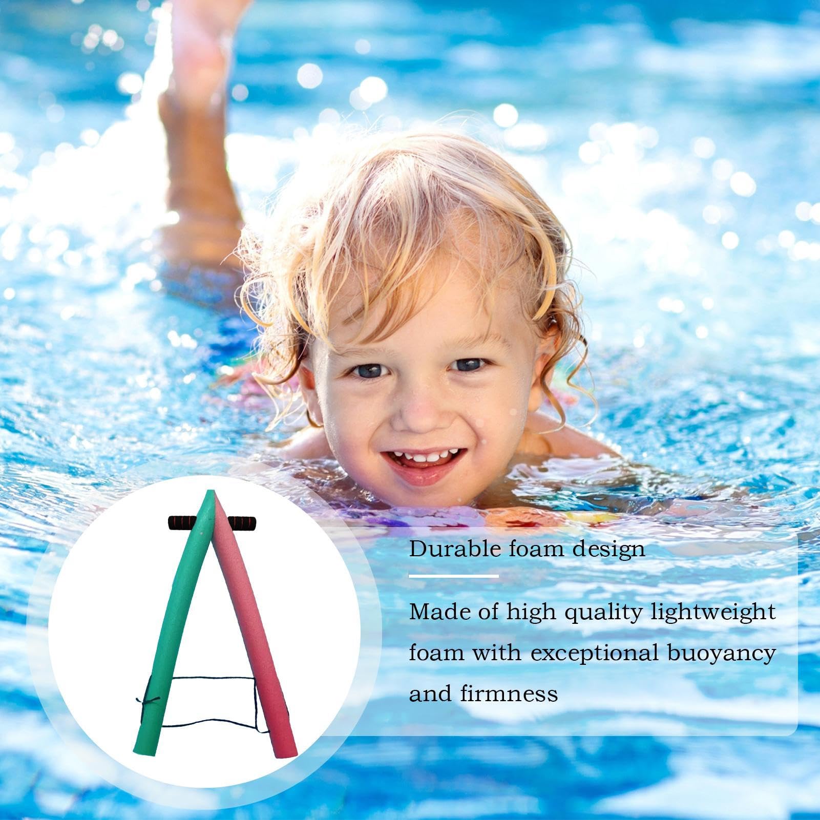 Espuma de fideos de natación, espuma de fideos para piscina, tubo de piscina, fideos de natación con marco A, accesorios flotantes grandes, juguetes acuáticos, equipo de entrenamiento para