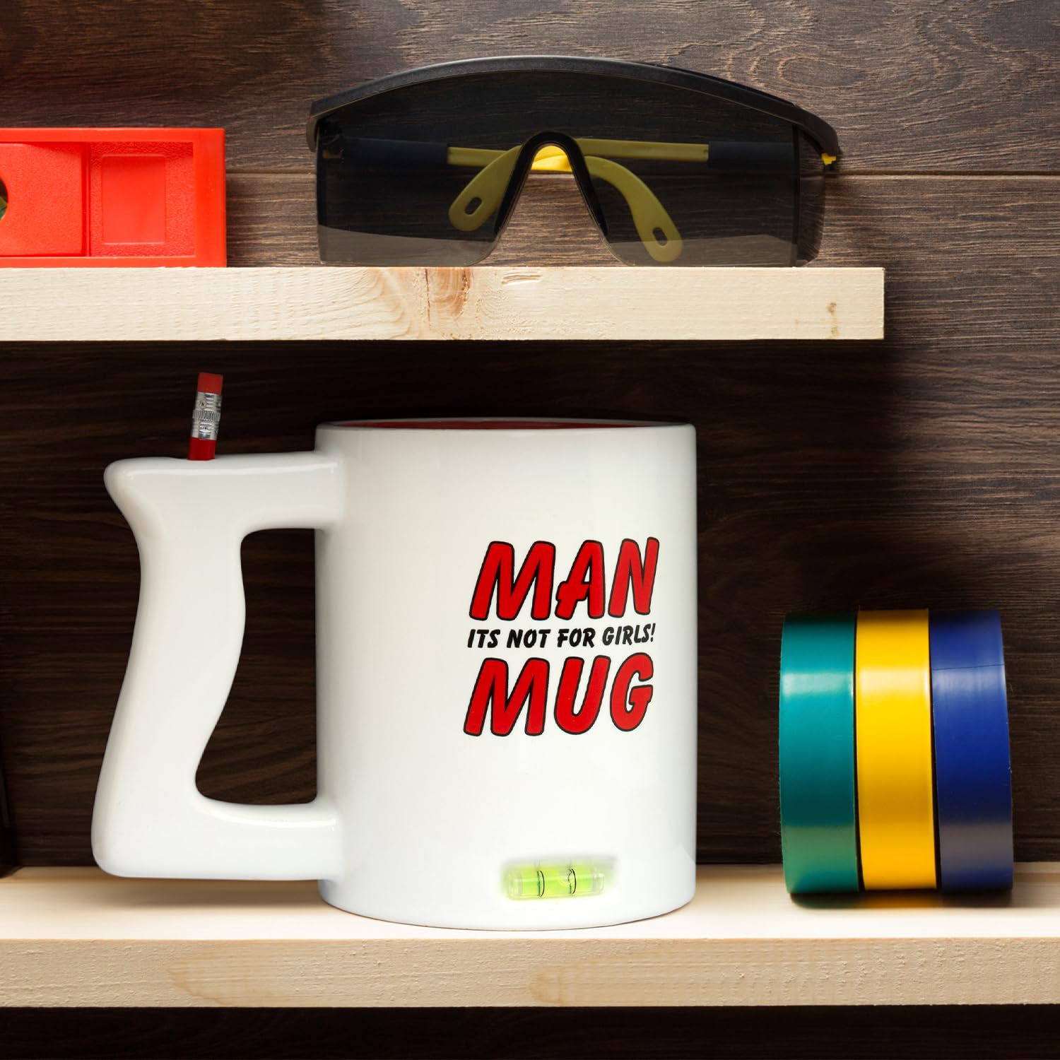 CKB LTD Jumbo Extra Large Tea Coffee Mug for Men Joke Tall Giant Mugs with Novelty Spirit Level, Ruler - Image 2