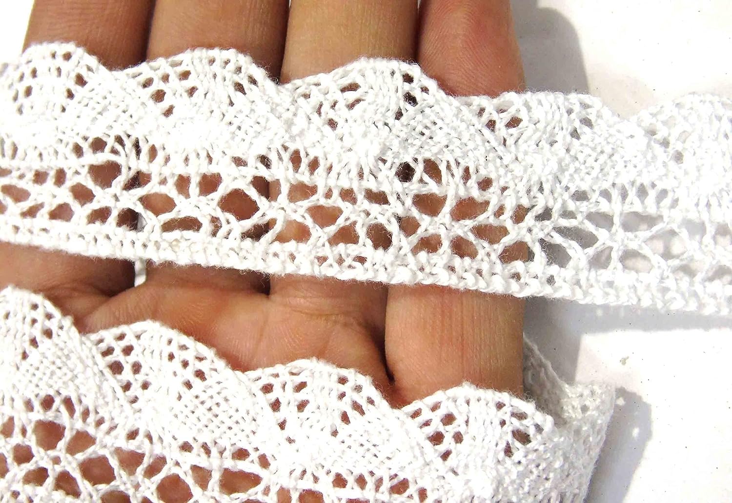 Cotton Lace, Trims, Borders, Embroidered Laces, Applique, Fabric Lace, Sewing Supplies, Cotton Work Lace, White