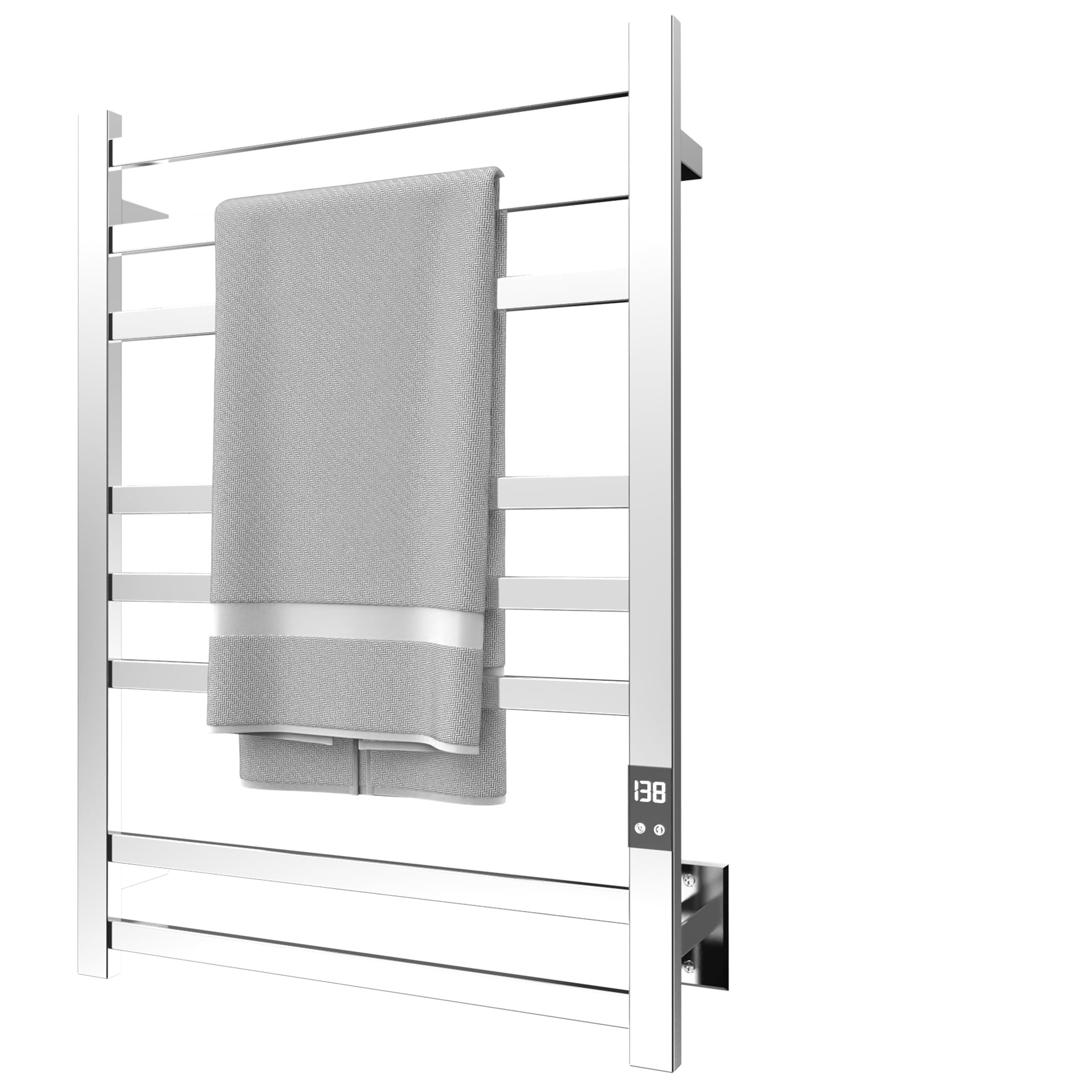 8-Bar Towel Warmer Rack, Polished Stainless Steel
