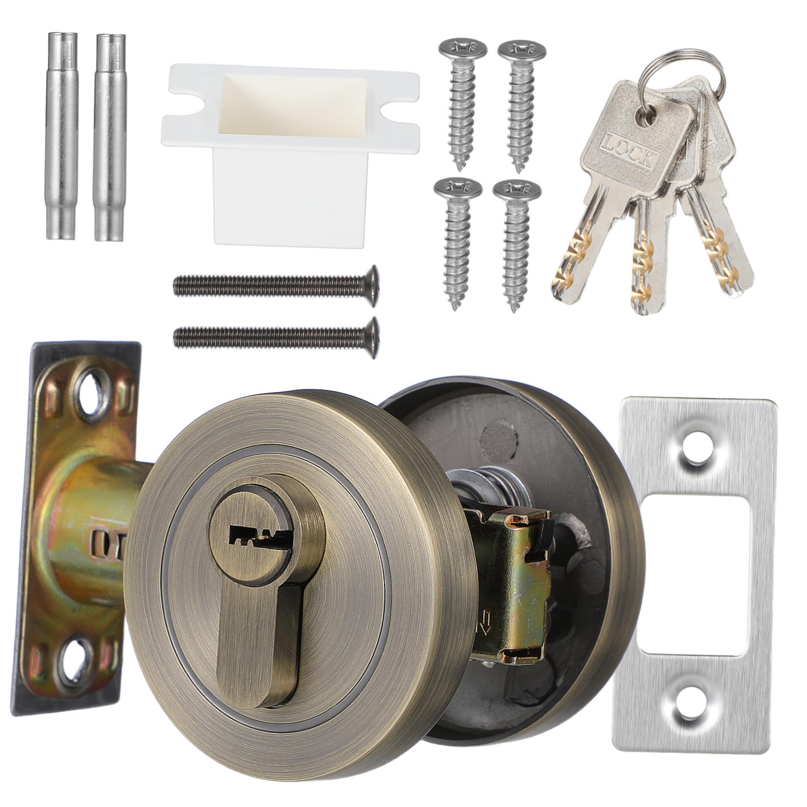 Serrure de porte avec clé installation facile verrou pêne dormant zinc