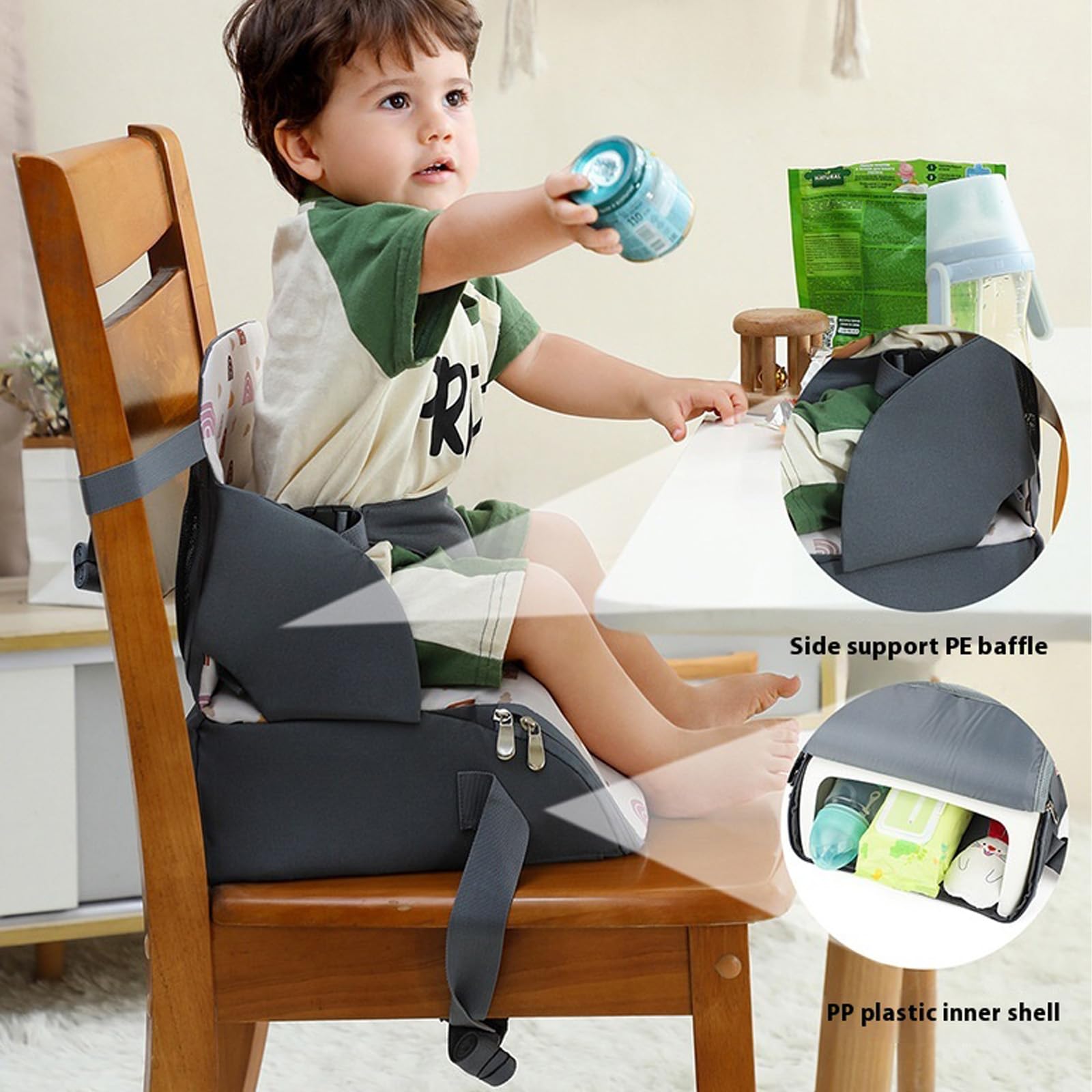 Mehrzweck Kindersitz für Kleinkinder, für Esszimmer, Hochstühle Auto, tragbares Baby Reisekissen, Rucksack Design, tragbares Kleinkind Sitzkissen