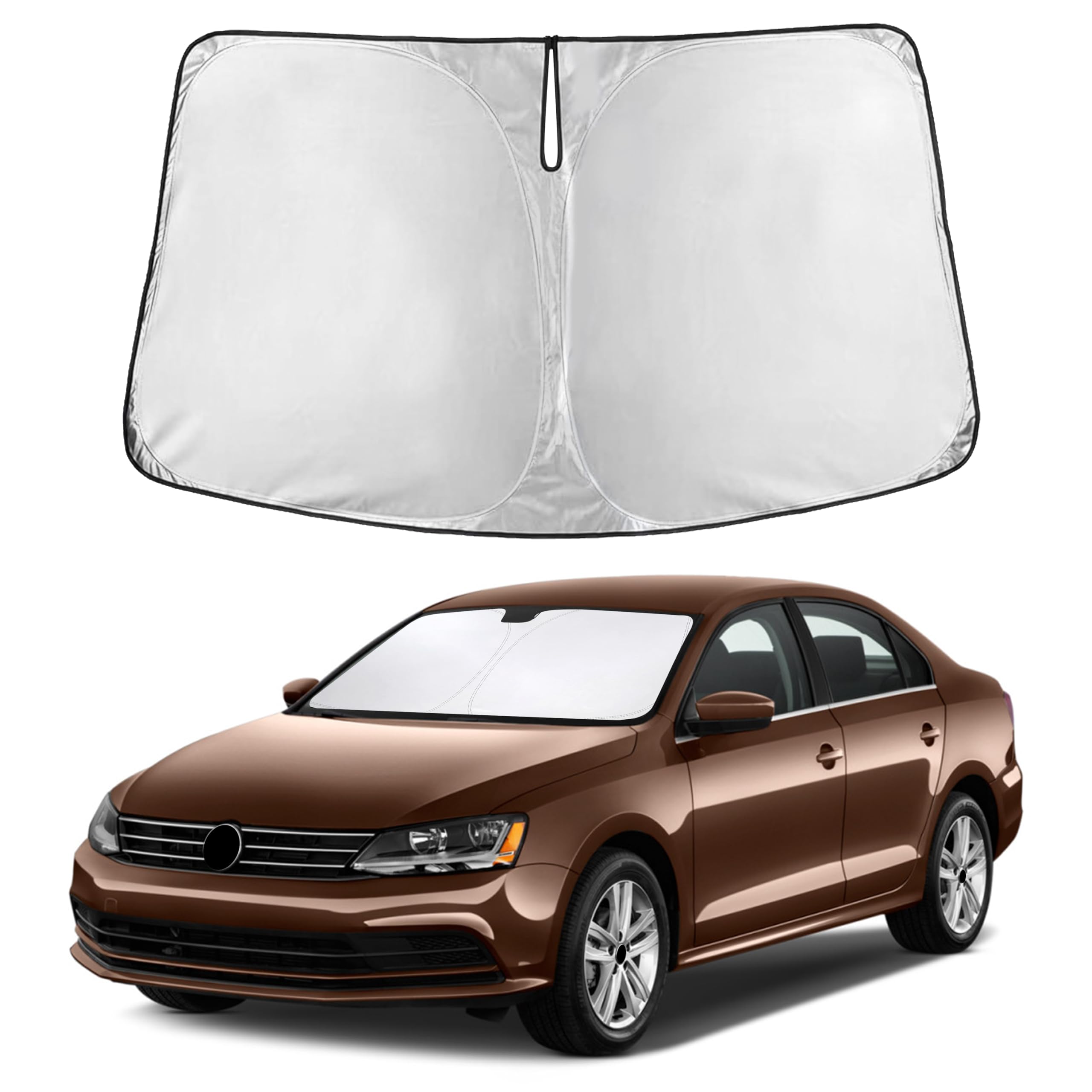 Autovir Windshield Sun Shade Fit for 2011-2016 2017 2018 Volkswagen Jetta Sunshade, Front Car Window Shades Sun Visor, Blocks UV Rays & Heat, Car Accessories Fit for Volkswagen Jetta 2011-2018