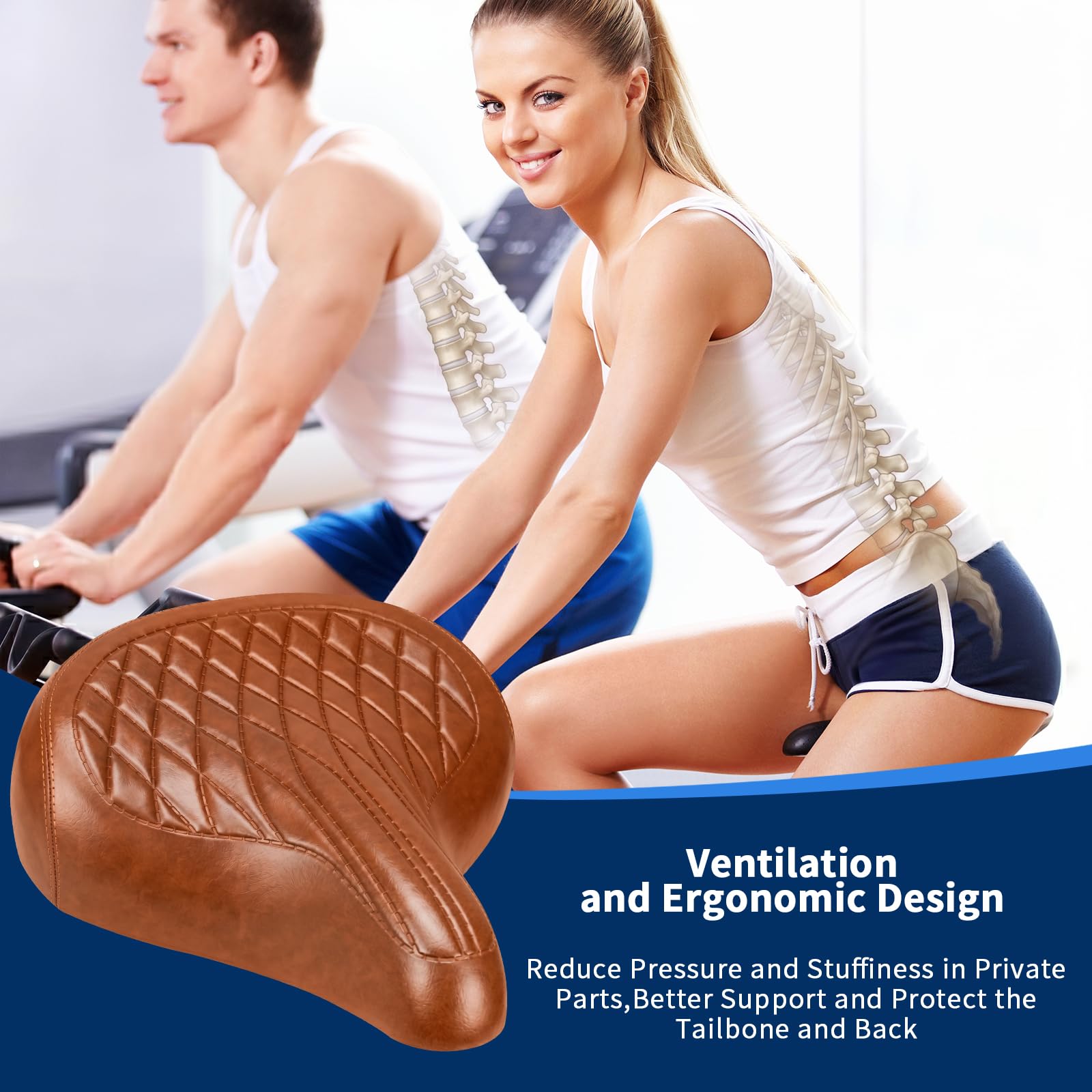 Selle de vélo confortable pour homme et femme, large et souple, siège de vélo rembourré ergonomique, selle de vélo de rechange universelle pour vélo de ville, VTT, vélo d'appartement