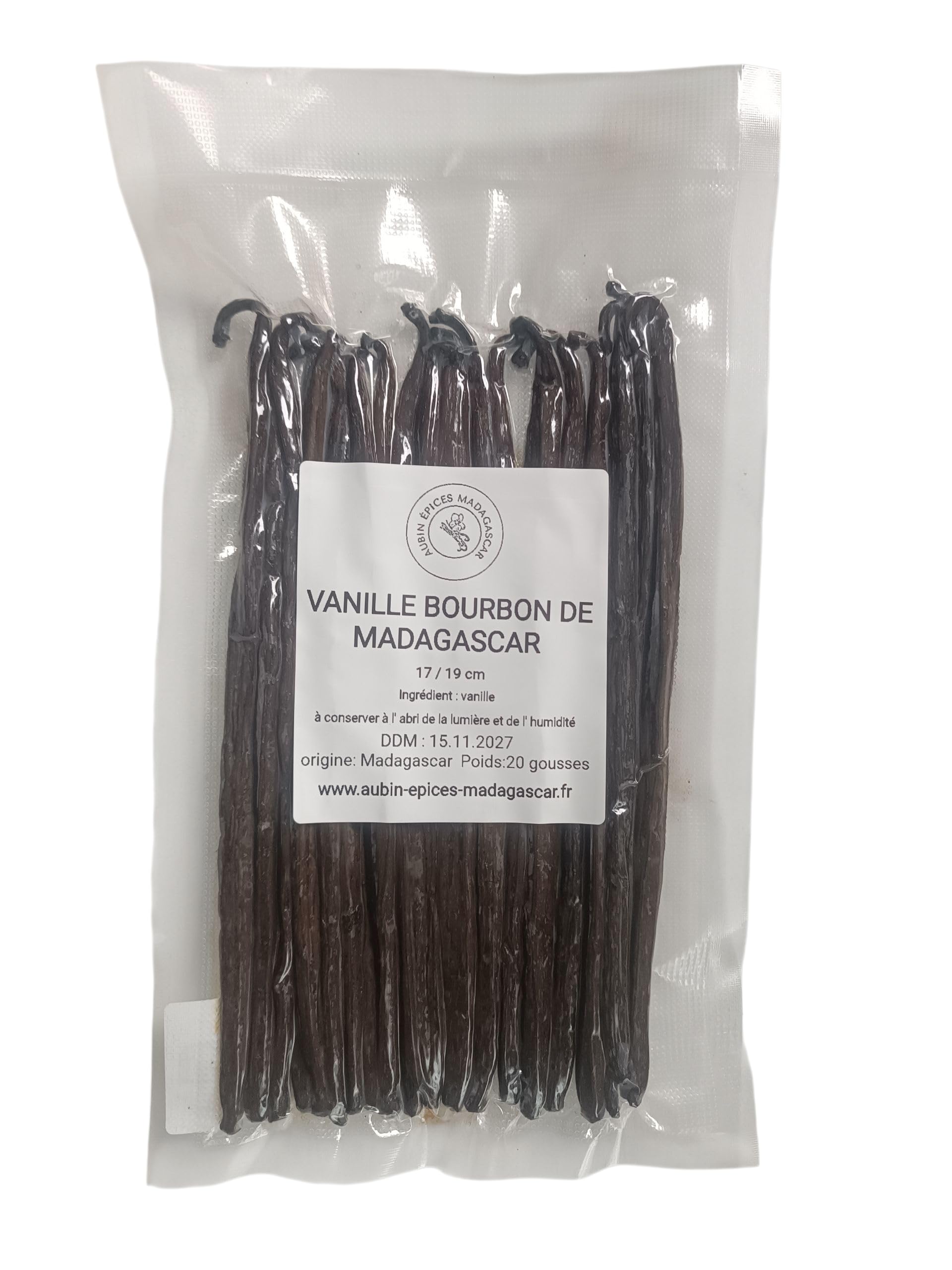 20 Gousses de Vanille Entières en 17/19 cm - Vanille Bourbon Naturelle Premium de Madagascar - Arôme Intense pour Pâtisserie et Desserts