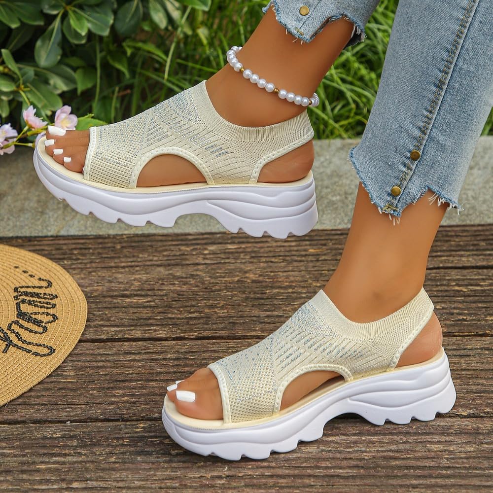 Sandalias ortopédicas para mujer, zapatos de playa para mujer, beige, 40 EU