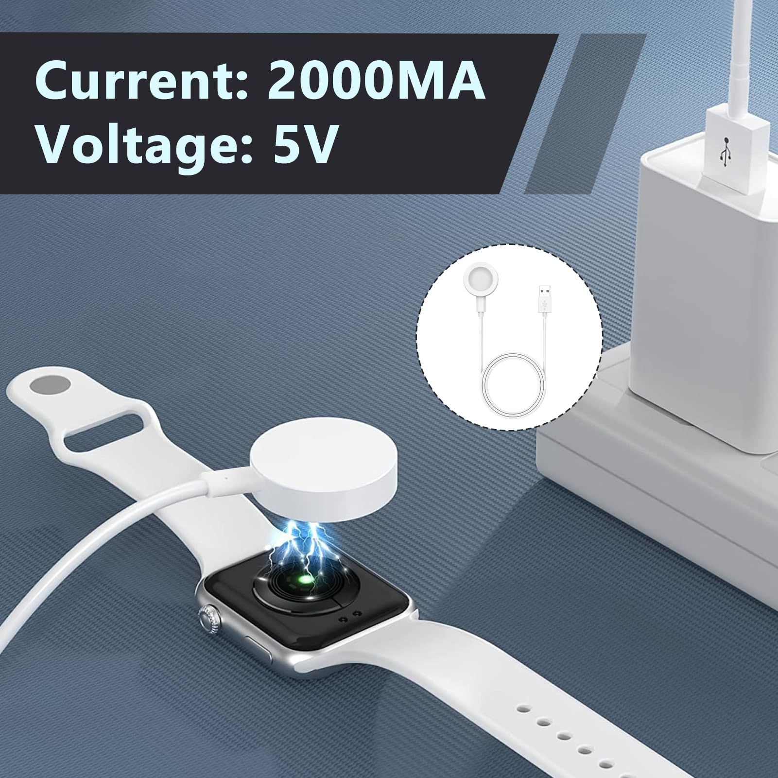 Magnetyczna ładowarka kompatybilna z Huawei Watch GT 5/5 Pro/GT 4/3/3 Pro/3 SE/2/Watch 4/3/Ultimate, przenośny adapter do ładowania z kablem USB 1 M, szybkie i bezpieczne ładowanie, biała