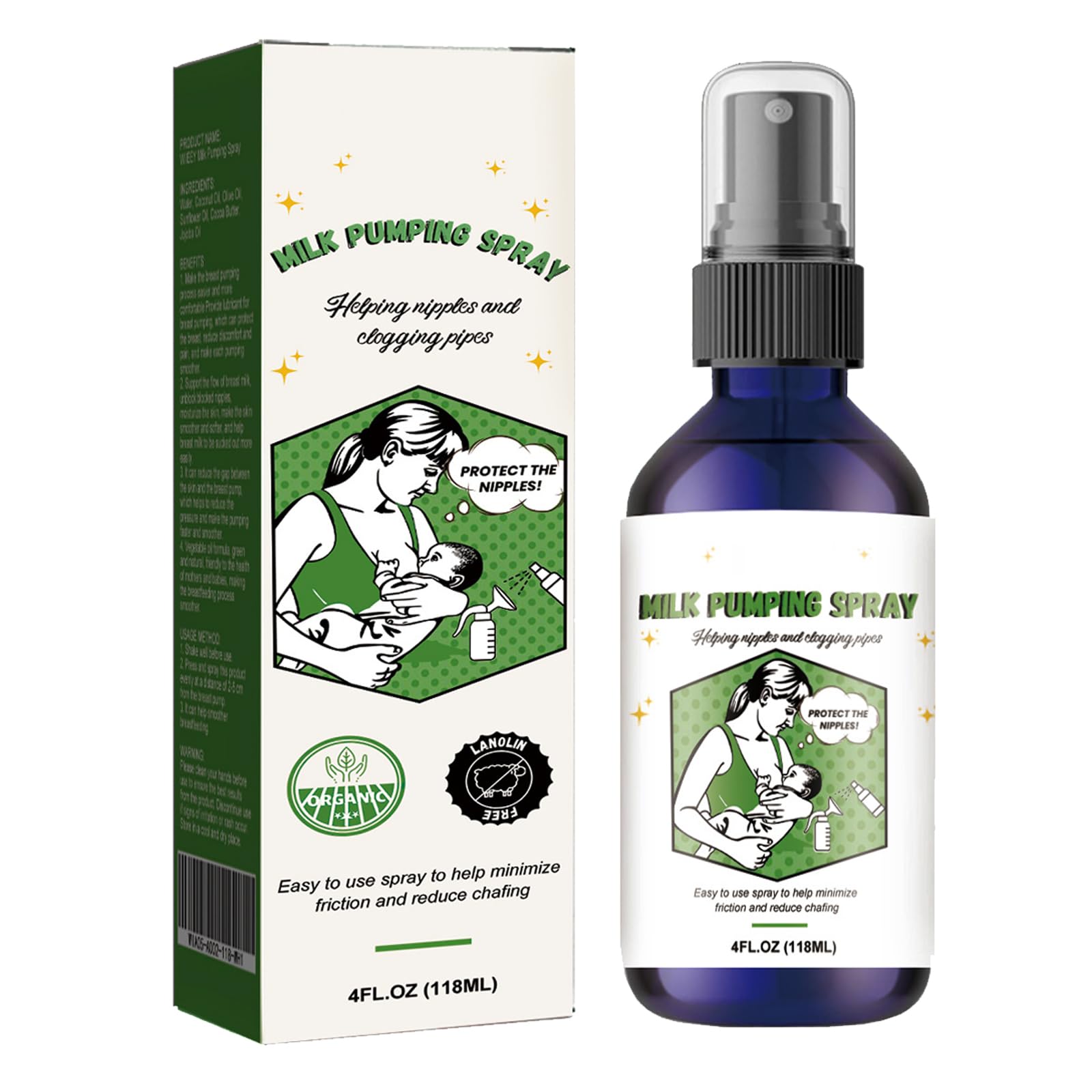 GNAUMORE Brustpumpspray,Spray Brustpflege,Pumpspray Stillen,Brustspray Feuchtigkeitsspendende,Feuchtigkeitsspendendes Spray Breast Pump,Nicht Fettendes Brustspray zur Befeuchtung der Haut,118ml