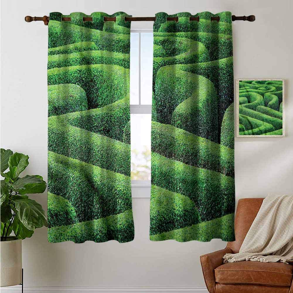 petpany bedroom curtains Garden,Green Plant Maze Park,Thermal Insulated Room Darkening Window Shade 42"x72"